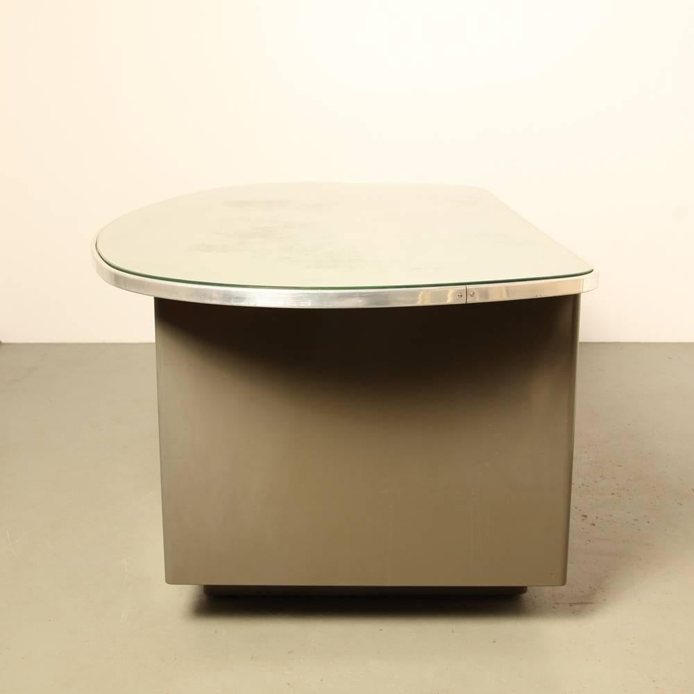 Glass Top Desk VanderBorght In Good Condition For Sale In Amsterdam, NL