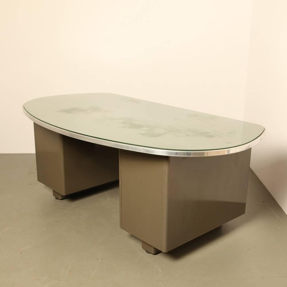 Glass Top Desk VanderBorght For Sale 3