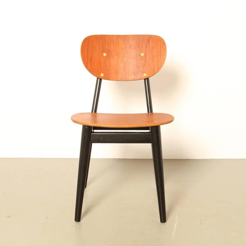 Name: SB-11
designer: Cees Braakman
manufacturer: UMS Pastoe, Utrecht (city), the Netherlands
design year: 1958

Beechwood chair type SB-11 with teak plywood seat and back; design by Cees Braakman, 1958, manufactured by UMS Pastoe, Utrecht. Set of