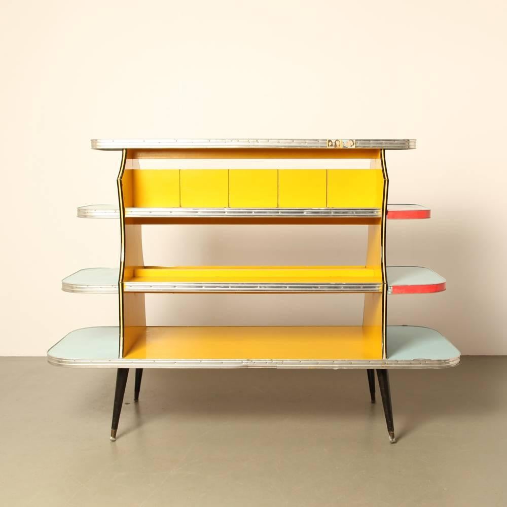 Painted 1950s Candyshop Shelving Unit or CD Rack