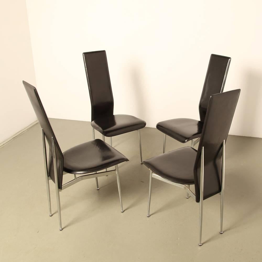 Italian Set of Four S-44 Chairs by Giancarlo Vegni & Gianfranco Gualtierotti for Fasem For Sale