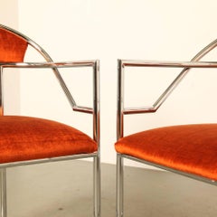 Pair of Eileen Gray Style Bent Chroom Tube Chairs