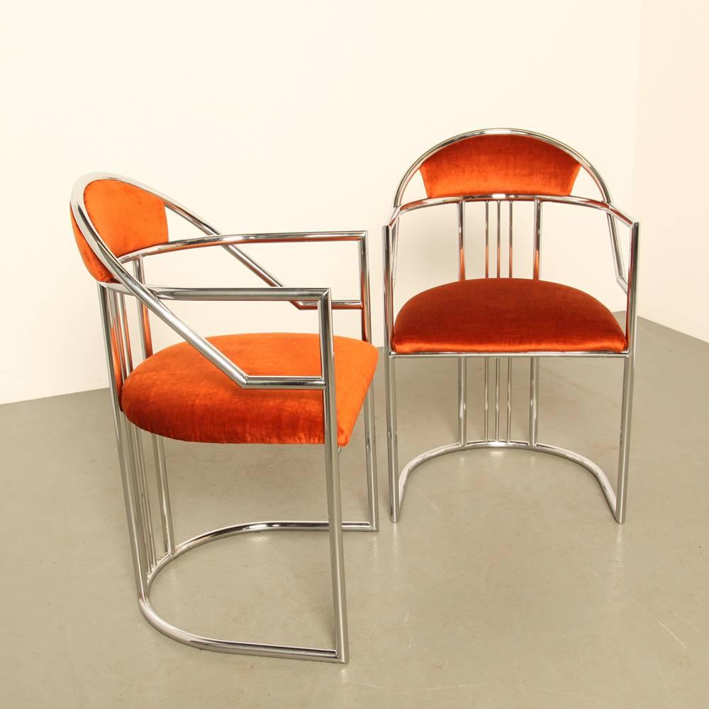 Pair of Eileen Gray Style Bent Chroom Tube Chairs In Excellent Condition For Sale In Amsterdam, NL