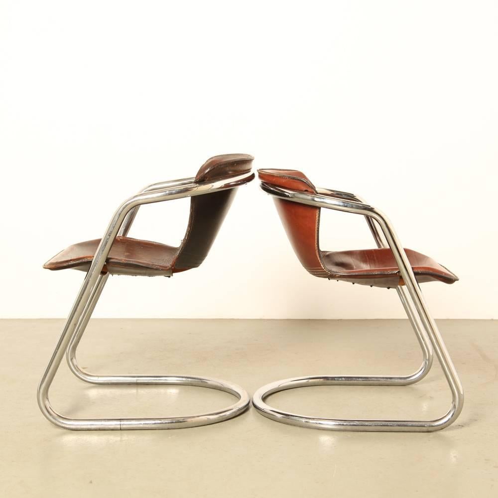 Italian Tubular Chrome Dining-Room Chairs by Willy Rizzo for Cidue For Sale