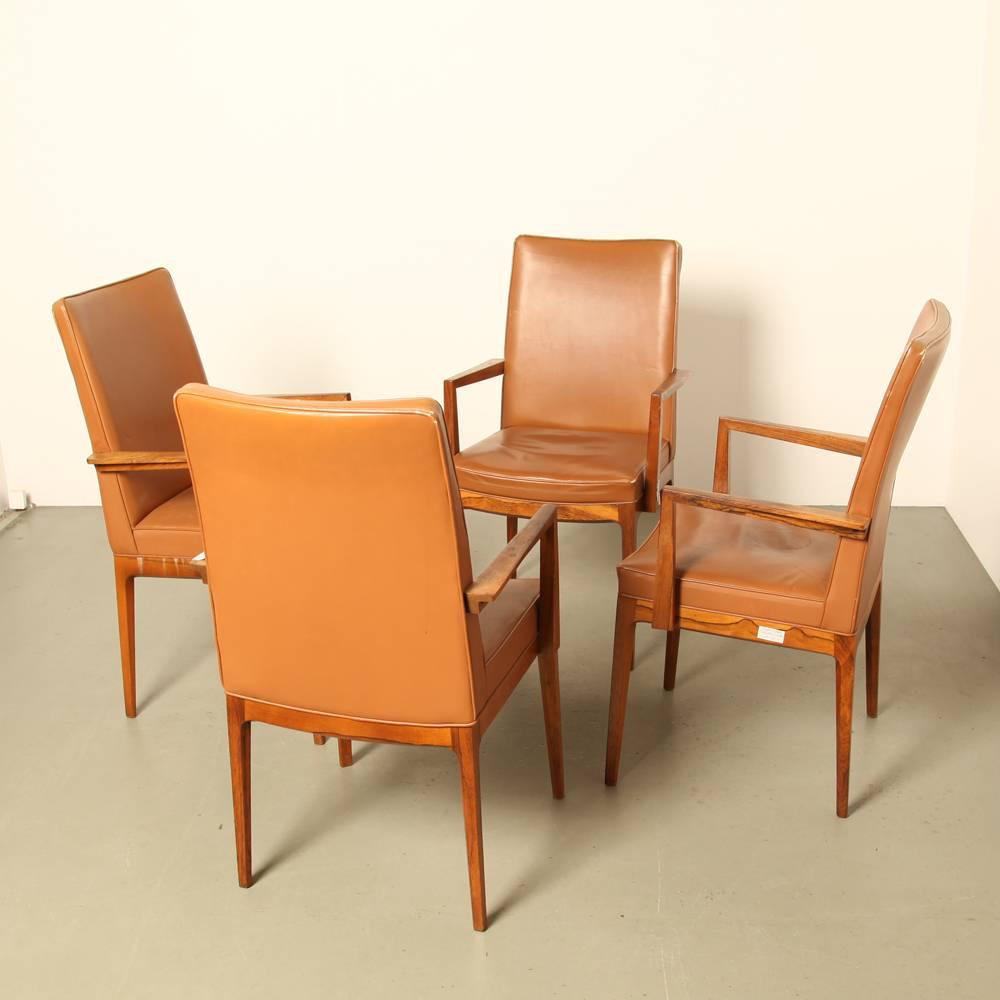 Spanish Casala Classic Modell in Leather and Rio-Rosewood, Set of Four For Sale