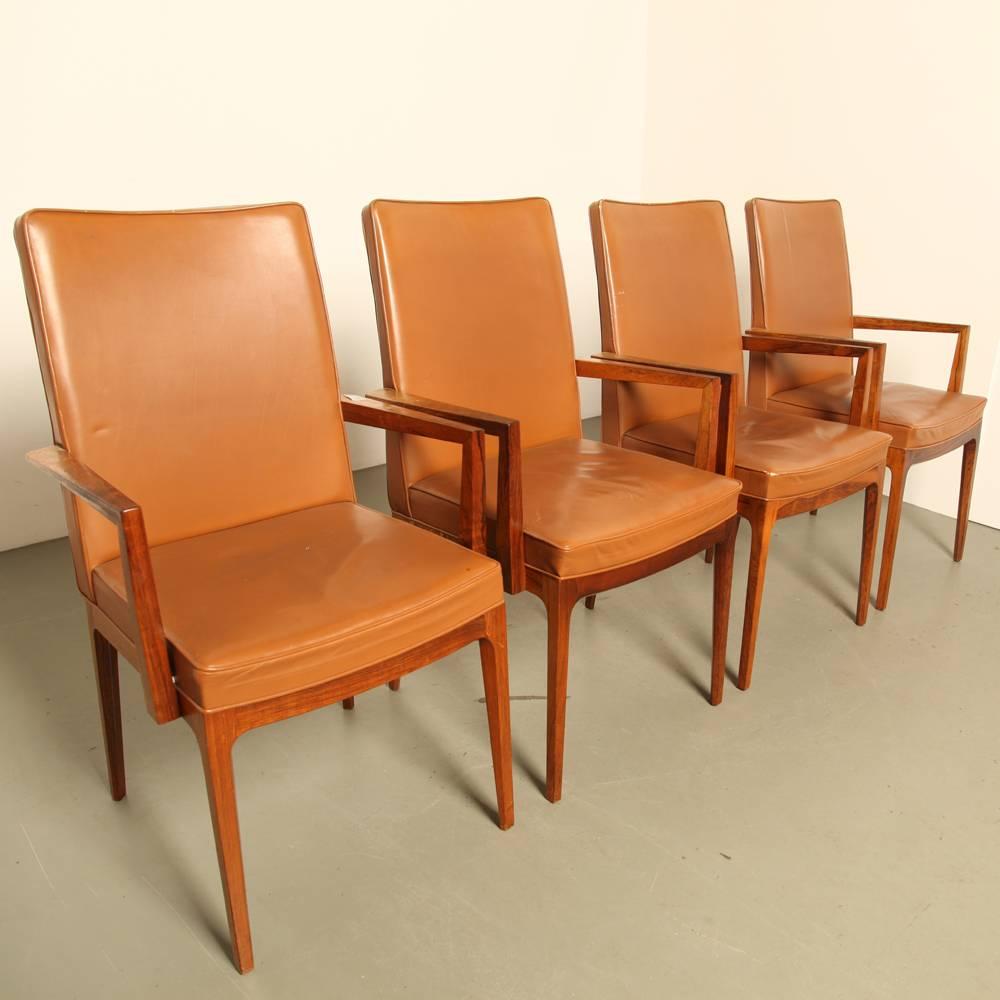 Mid-Century Modern Casala Classic Modell in Leather and Rio-Rosewood, Set of Four For Sale