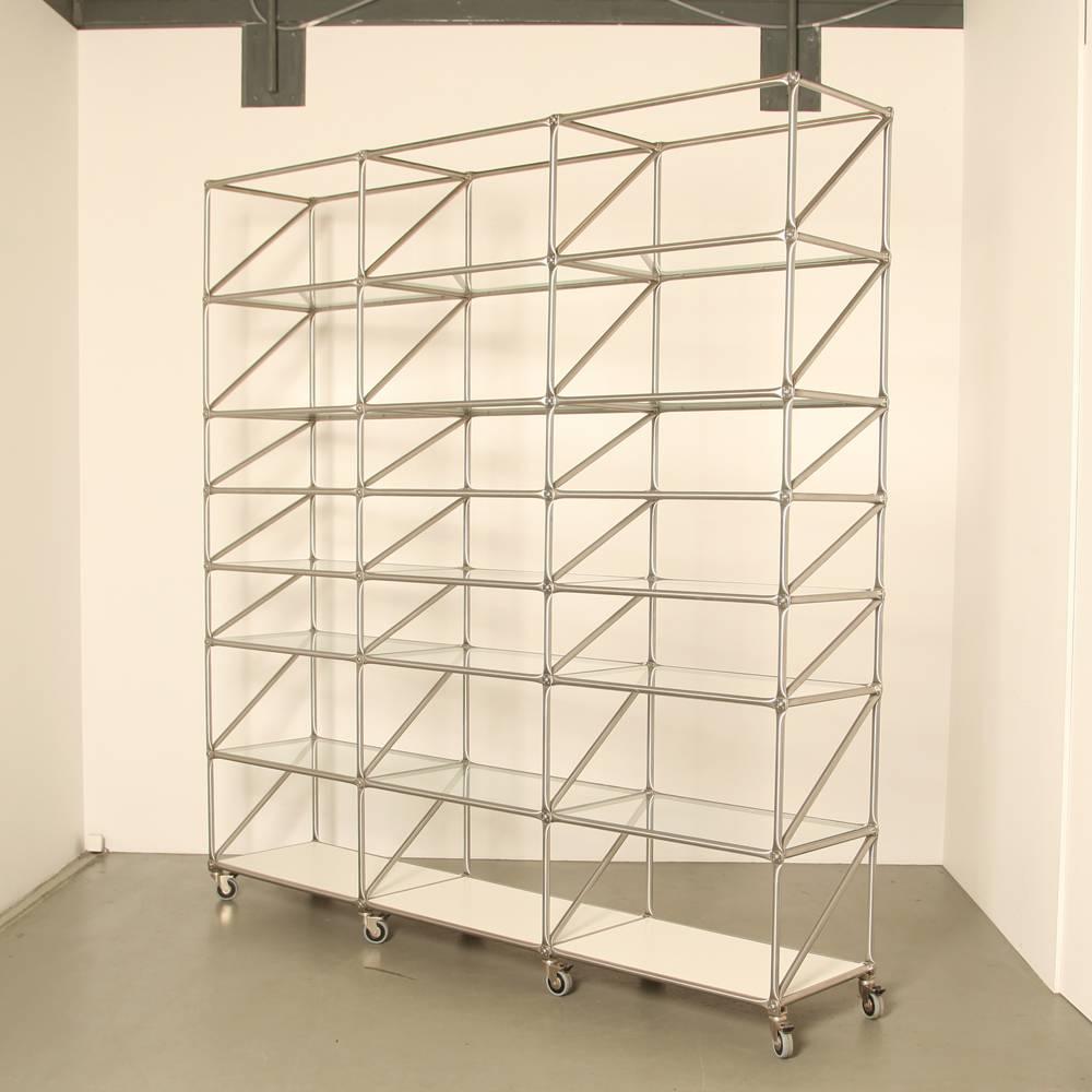 Regal Shelving Uint, Steel-Line by System 180, Wide with Glass Shelves 1