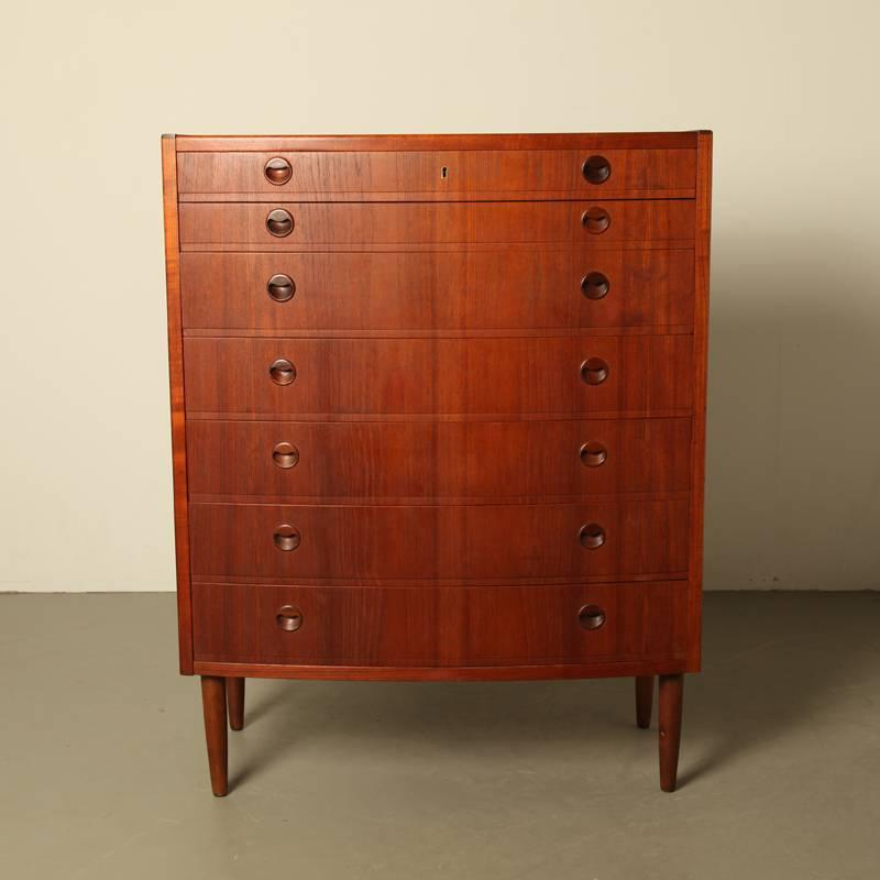 Danish Midcentury Teak Chest of Drawers In Good Condition For Sale In Amsterdam, NL