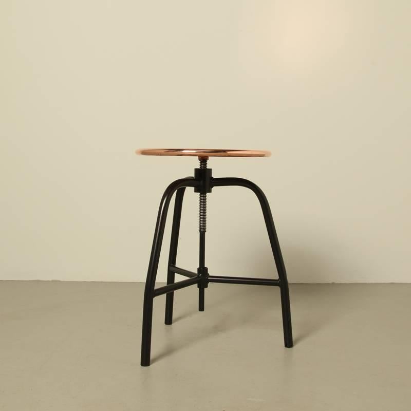 Bauhaus Industrial Copper Top Stool For Sale