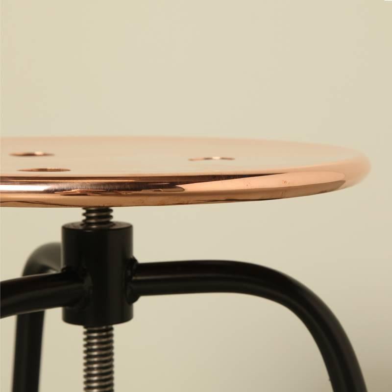 Dutch Industrial Copper Top Stool For Sale