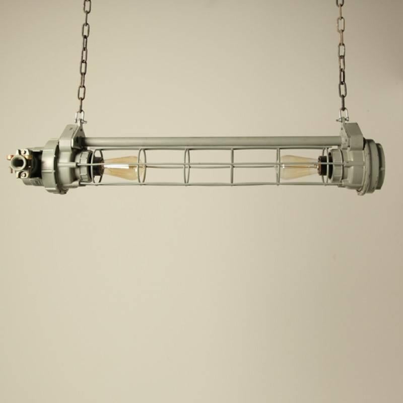 Industrial European Pendant Tube Lamp In Good Condition For Sale In Amsterdam, NL