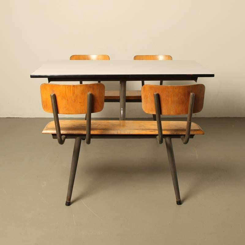 International Style Canteen Table, Picknick Table, School Bench For Sale