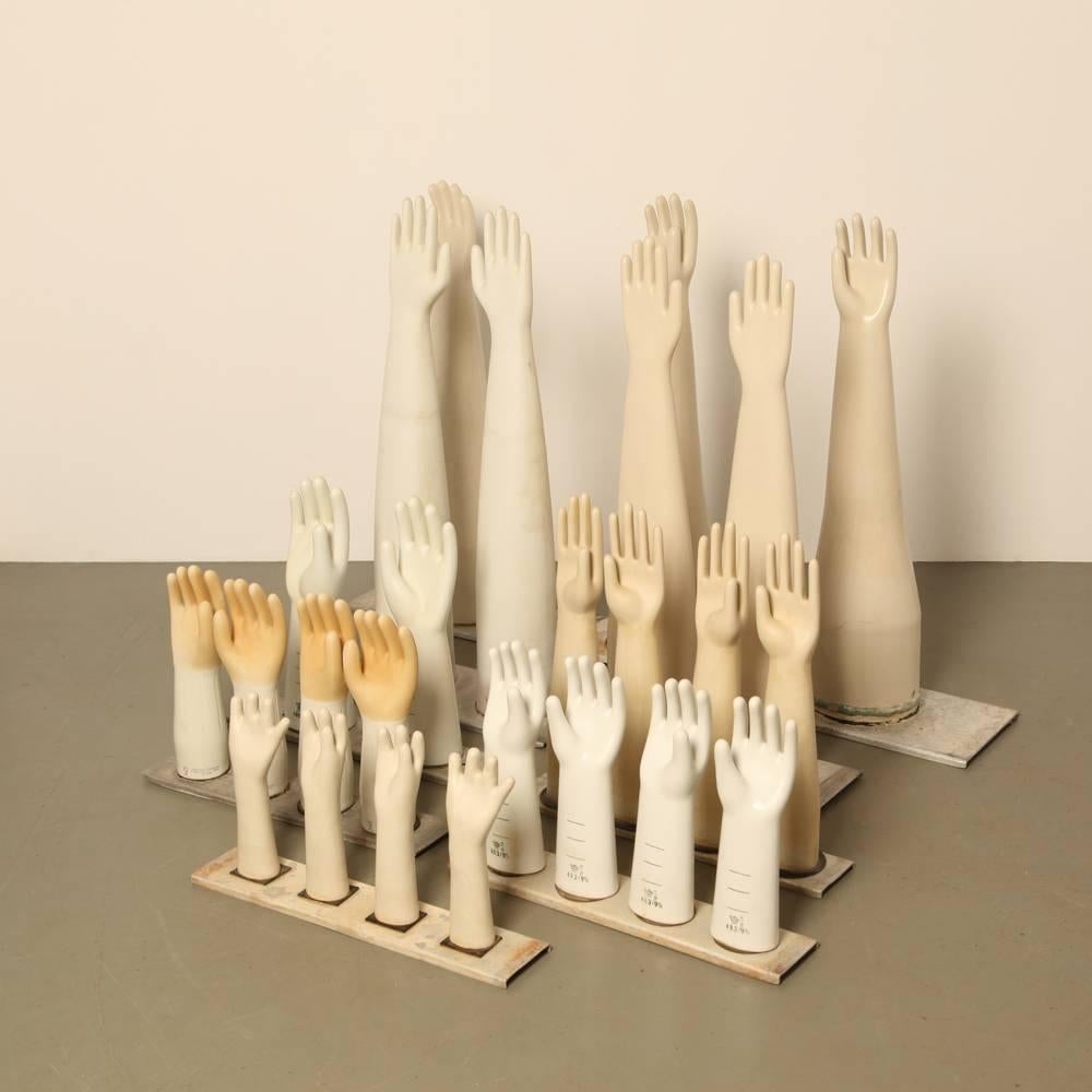 20th Century Porcelain Latex Glove Mold S Yellow Textured For Sale
