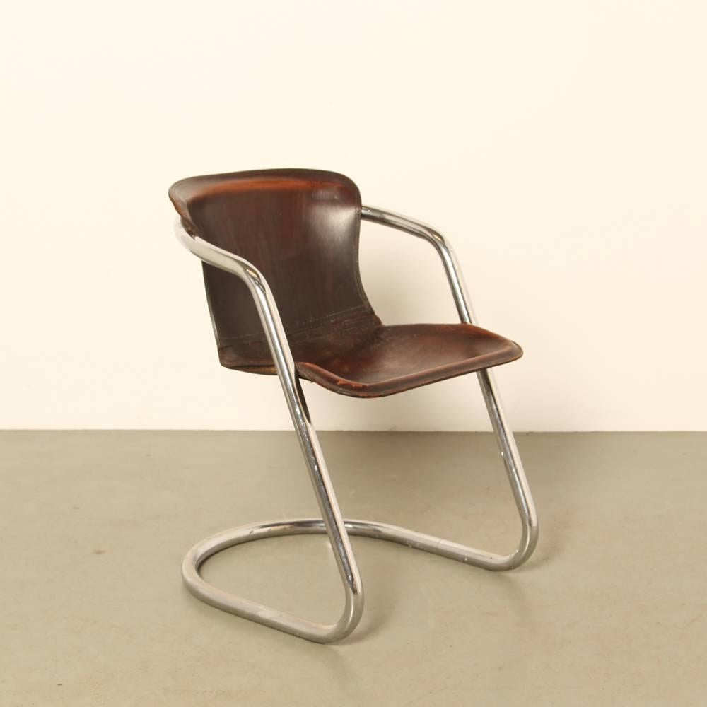 Tubular Chrome Dining-Room Chairs by Willy Rizzo for Cidue In Good Condition For Sale In Amsterdam, NL