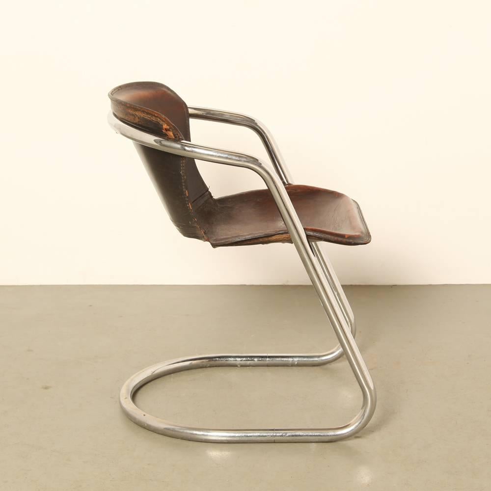 Late 20th Century Tubular Chrome Dining-Room Chairs by Willy Rizzo for Cidue For Sale