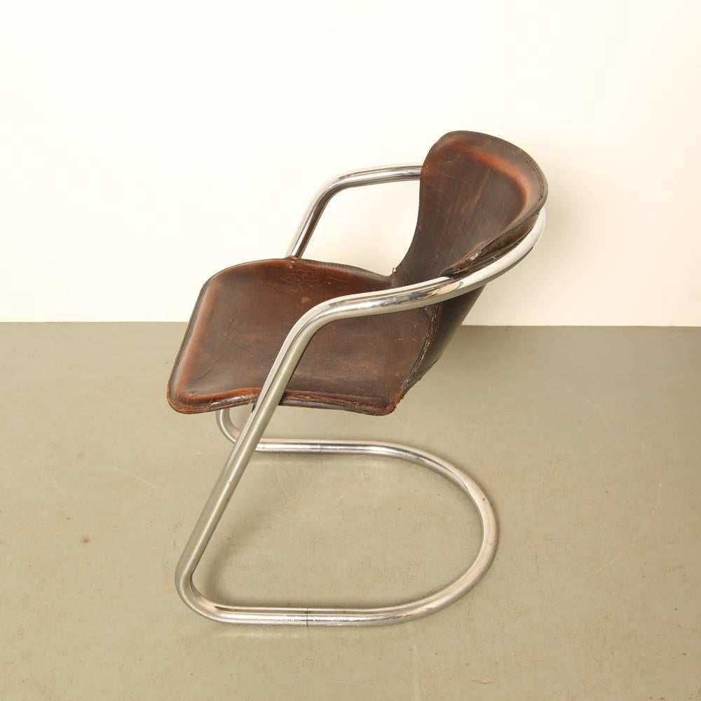 Tubular Chrome Dining-Room Chairs by Willy Rizzo for Cidue For Sale 1