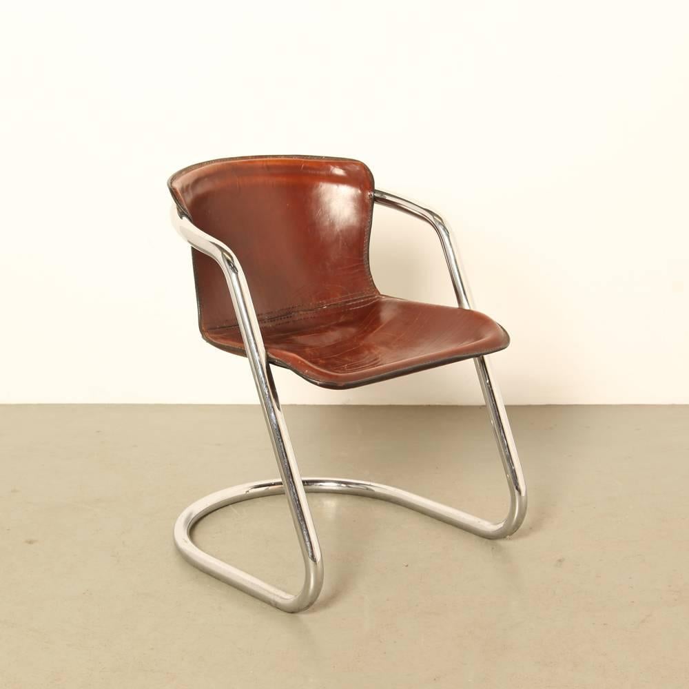 Tubular Chrome Dining-Room Chairs by Willy Rizzo for Cidue For Sale 2
