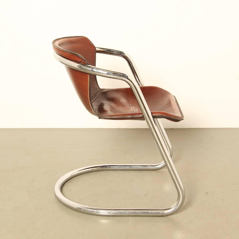 Tubular Chrome Dining-Room Chairs by Willy Rizzo for Cidue For Sale 3