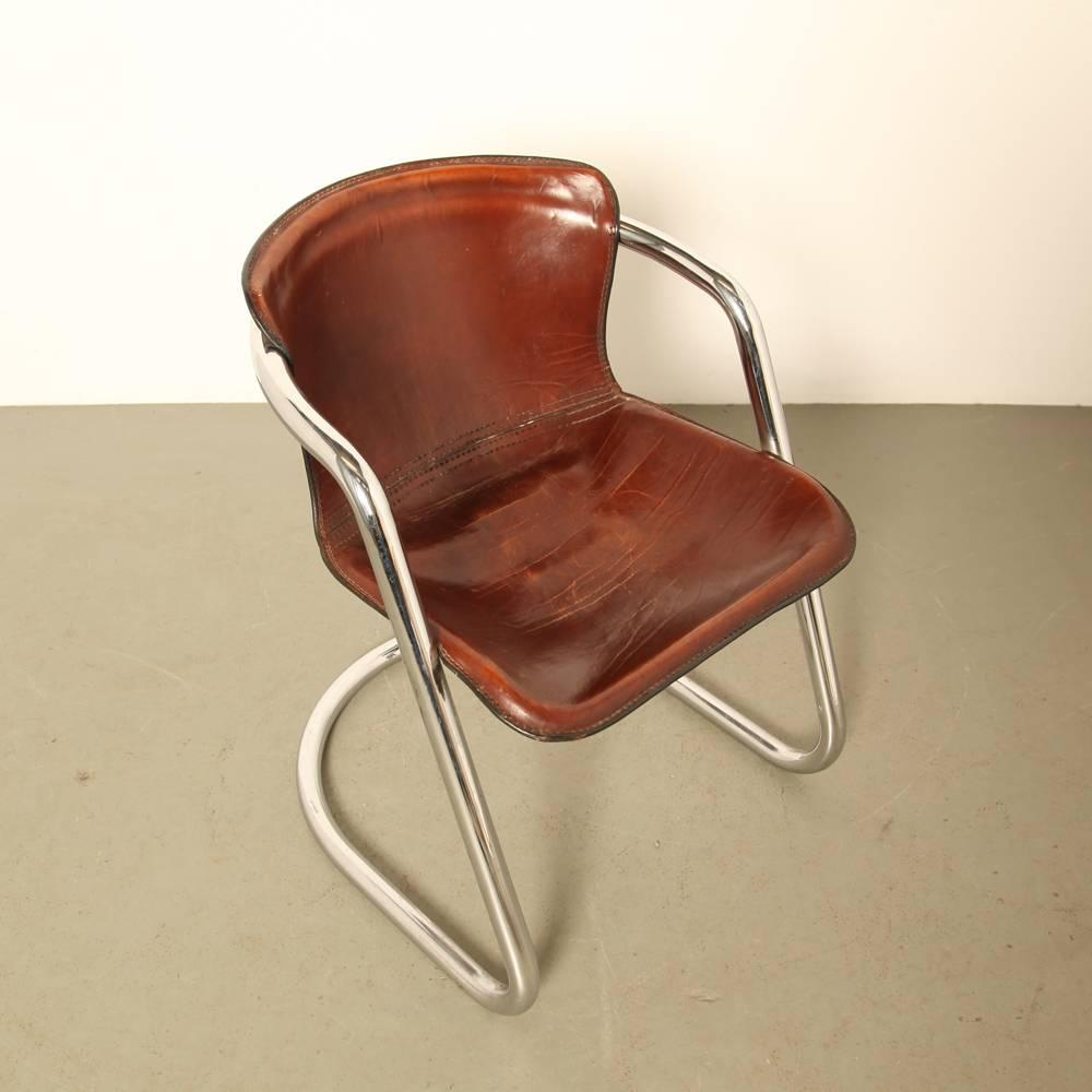 Tubular Chrome Dining-Room Chairs by Willy Rizzo for Cidue For Sale 4