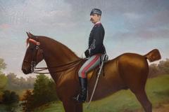 Signed Oil on Canvas Pilade Bertieri - Portrait of Spinola Marquis on Horseback