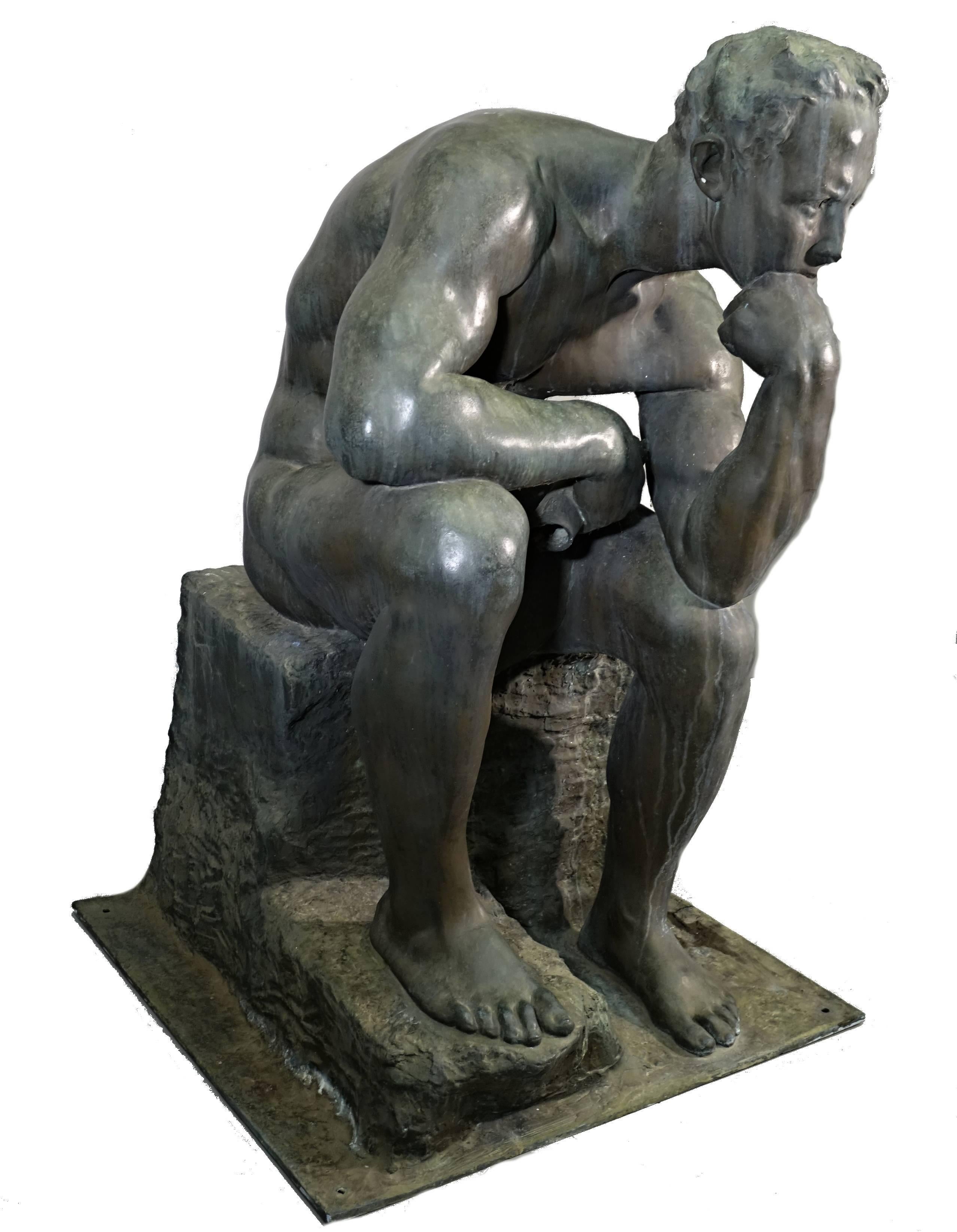 Huge bronze sculpture

Ernesto Bazzaro 
1859-1937
Italian

Title: The Thinker - PENSEUR - il Pensatore

Signed: Bazzaro Milano 1926 (on base)

Bronze with brown patina


Measures: 90 x 90 cm  – height: 140  cm.