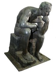 "The Thinker" Huge Bronze Sculpture by Ernesto Bazzaro, 1926, Milan Italy