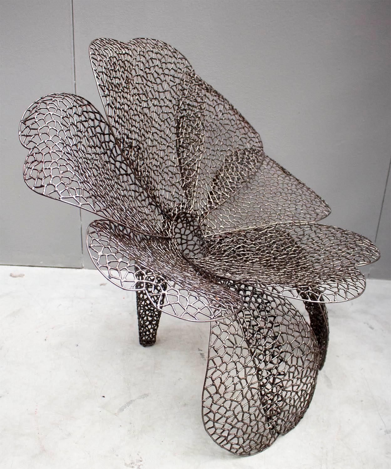 Modern Metal Flower Armchair by Anacleto Spazzapan Poltrona, Italy 2009 For Sale 3