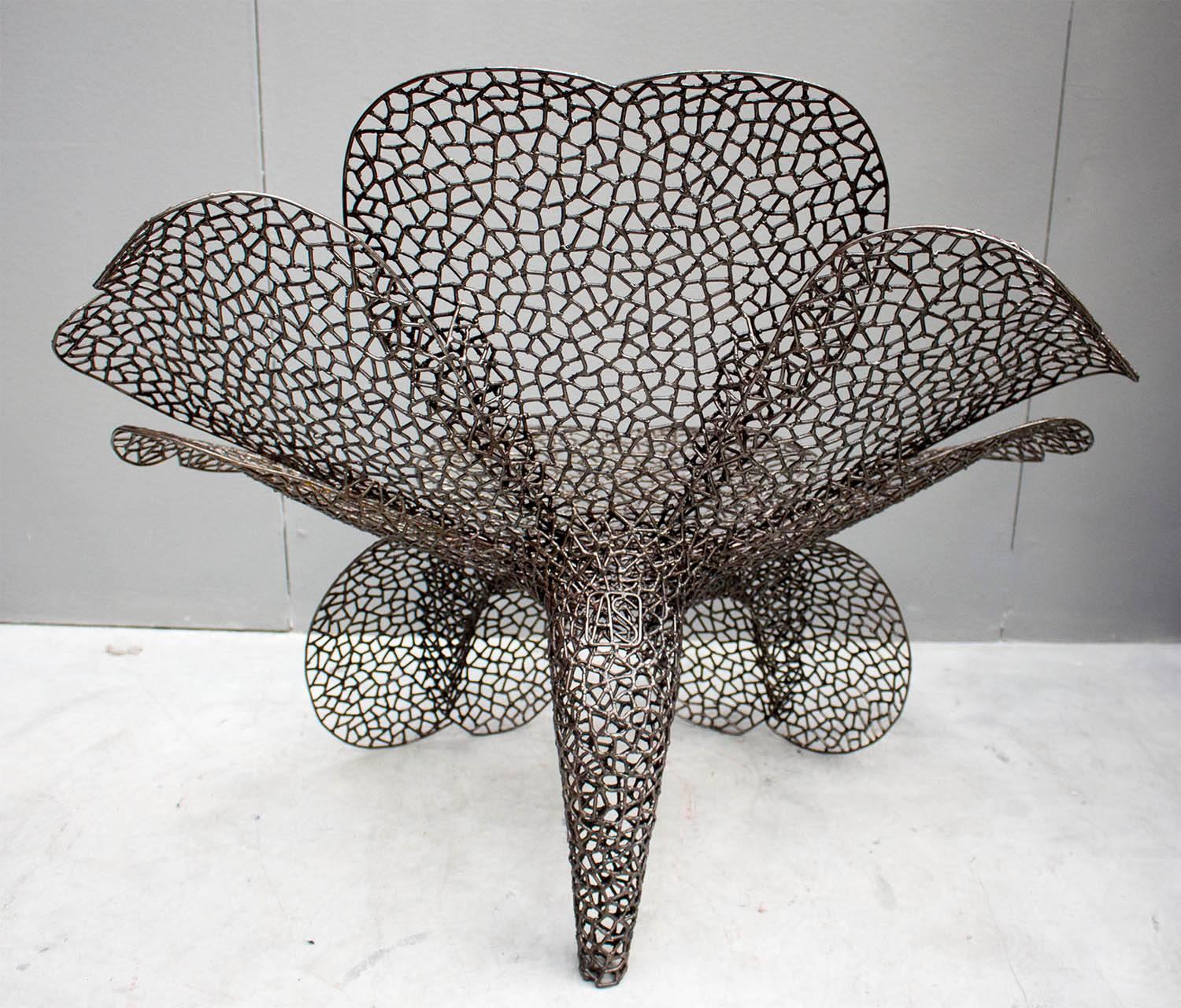 Modern Metal Flower Armchair by Anacleto Spazzapan Poltrona, Italy 2009 For Sale 4