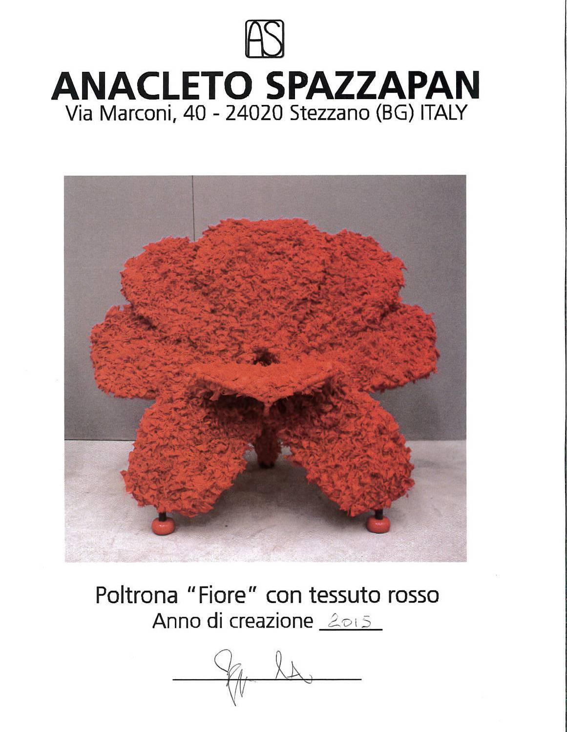 Modern red flower armchair 
by Anacleto Spazzapan Poltrona 
Italy 2015
