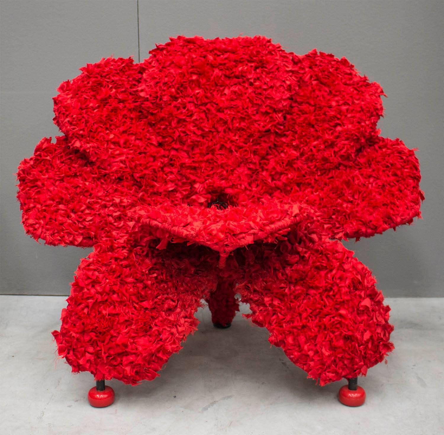 Welded Modern Red Flower Armchair by Anacleto Spazzapan Poltrona, Italy, 2015 For Sale