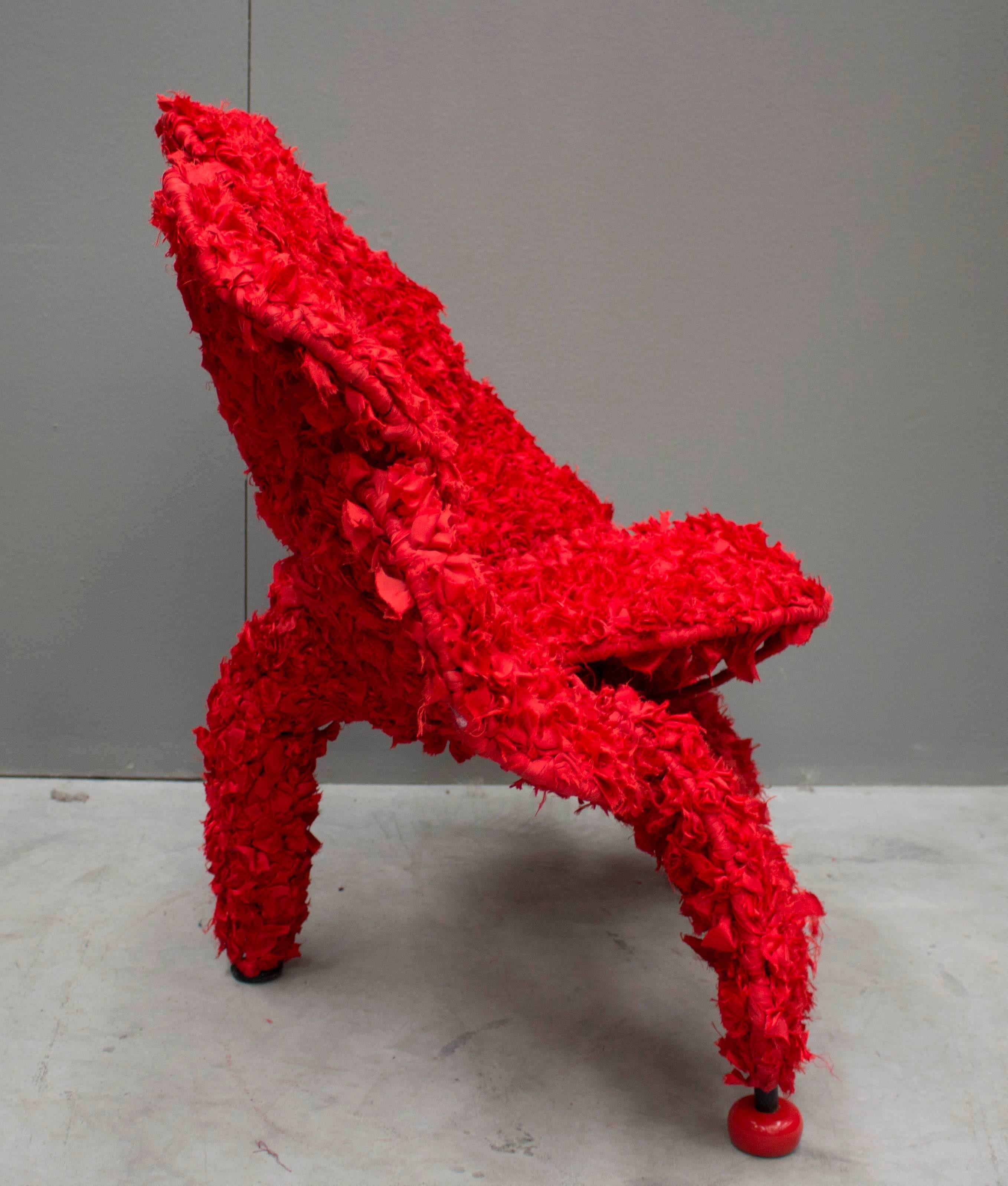 Contemporary Modern Red Flower Armchair by Anacleto Spazzapan Poltrona, Italy, 2015 For Sale