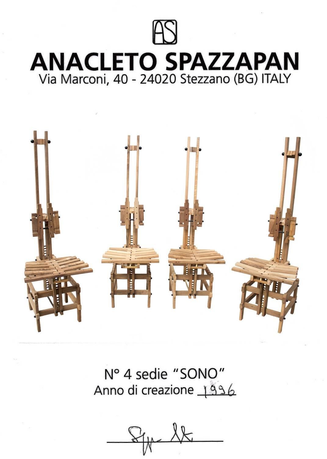 Four chairs by Anacleto Spazzapan 
signed by the artist.
4 Sedie 