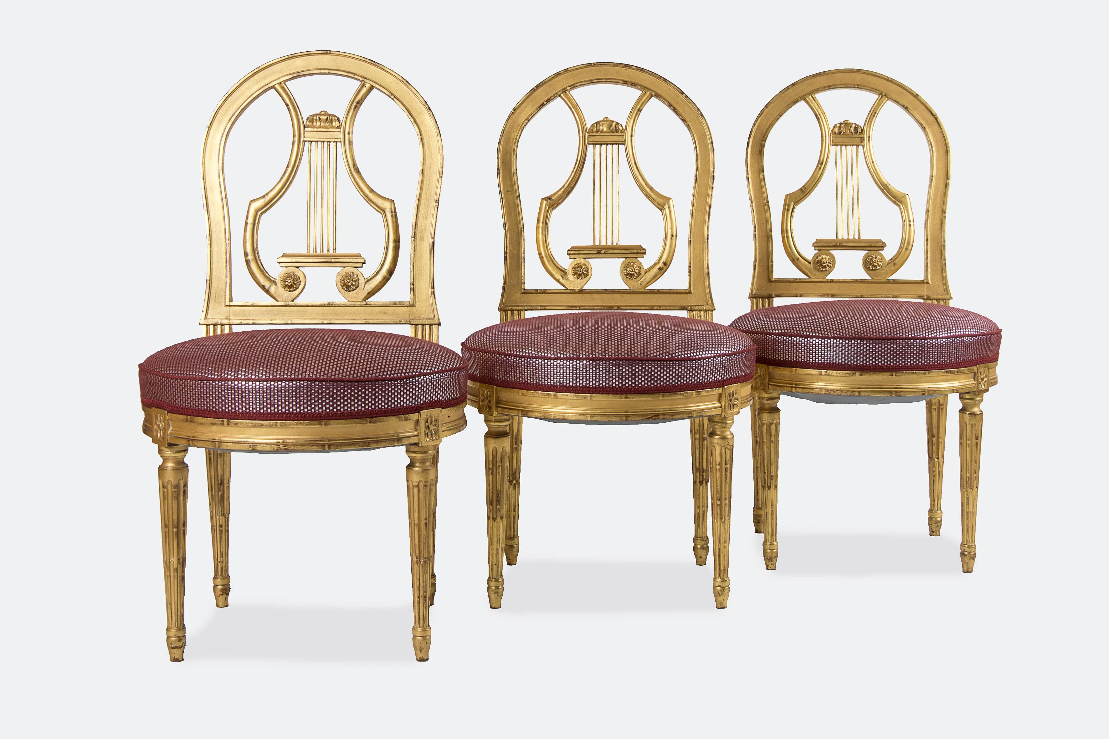 Louis XVI Set of Eight Giltwood Chairs For Sale