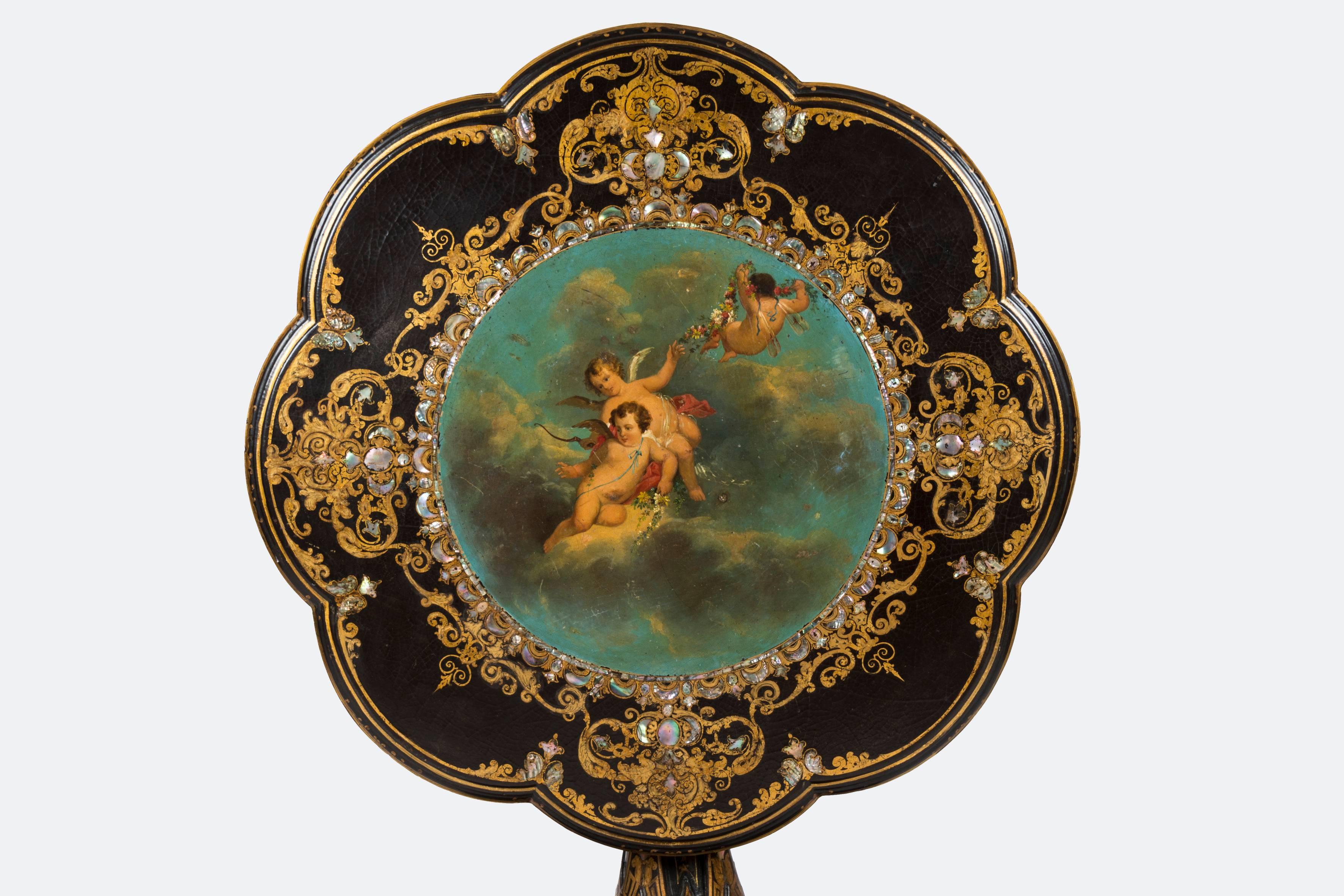 Napoleon III Mother-of-Pearl Inlaid Pedestal For Sale