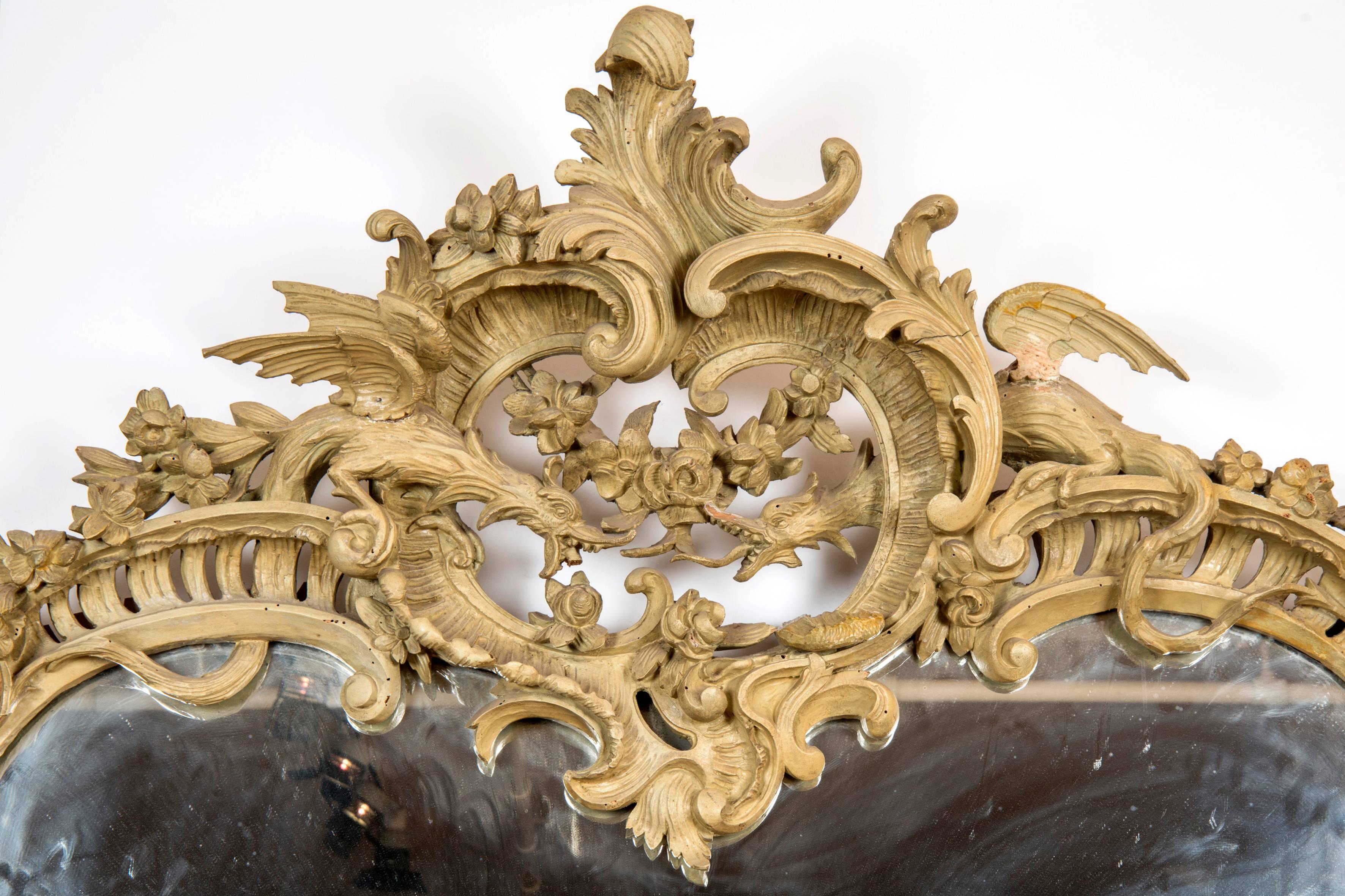 Louis XV Sculpted Lacquered Mirror For Sale