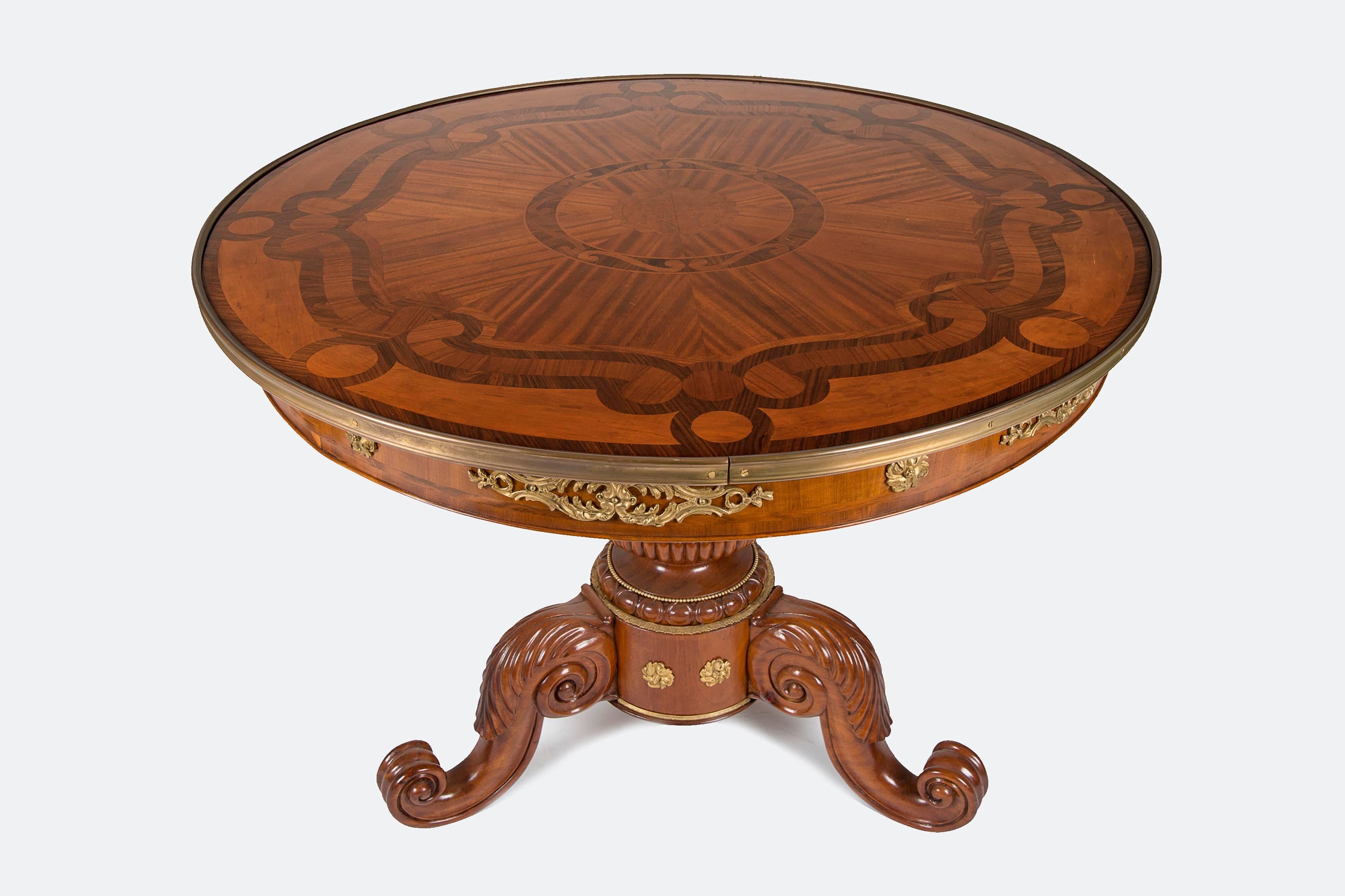 French Cuban Mahogany Game Table For Sale