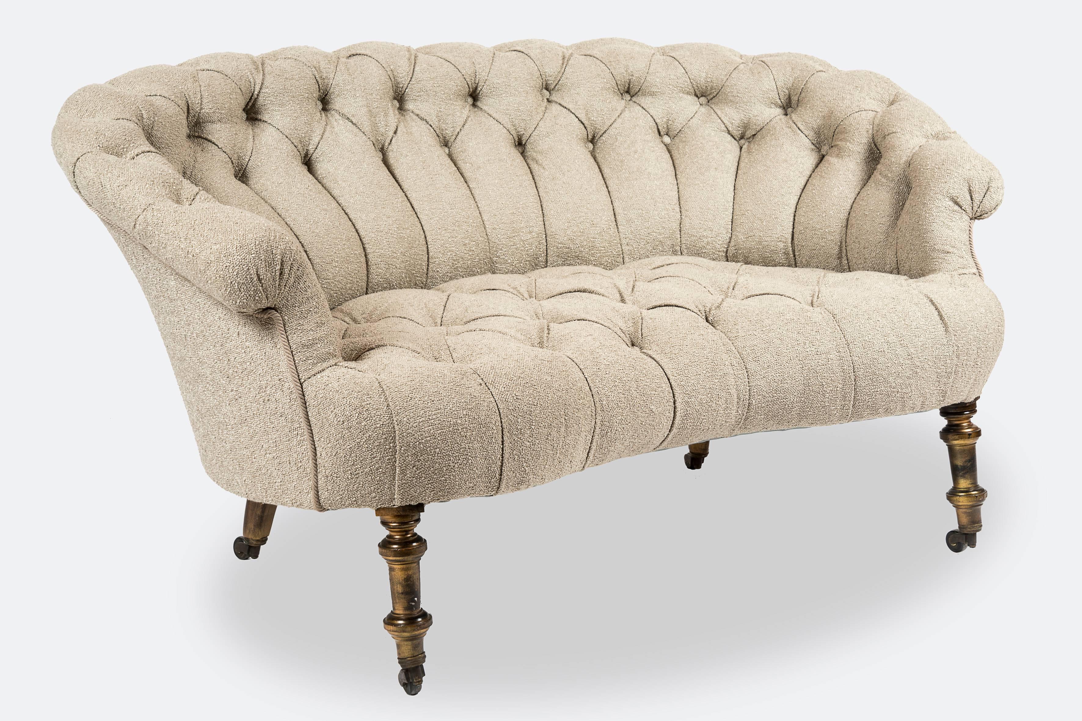 French Pair of Napoleon III Padded Sofas For Sale