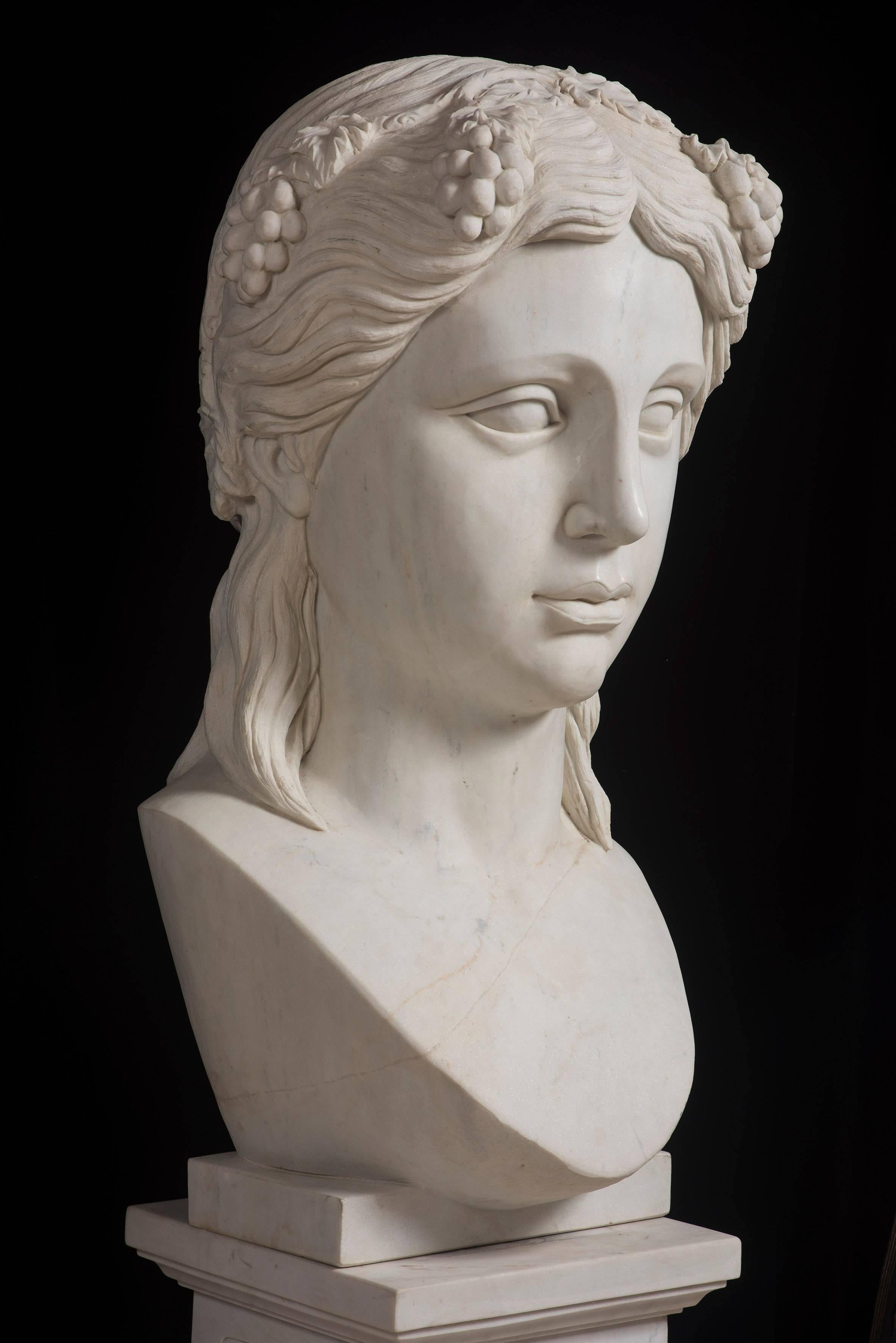 Colossal Marble head of Demeter, mother of Phersephone, was in the ancient Greek mythology the goddess of harvest and agriculture that take care about the earth and fertility. She preserve also the cycle of the life. Carved by the Sculptor artist