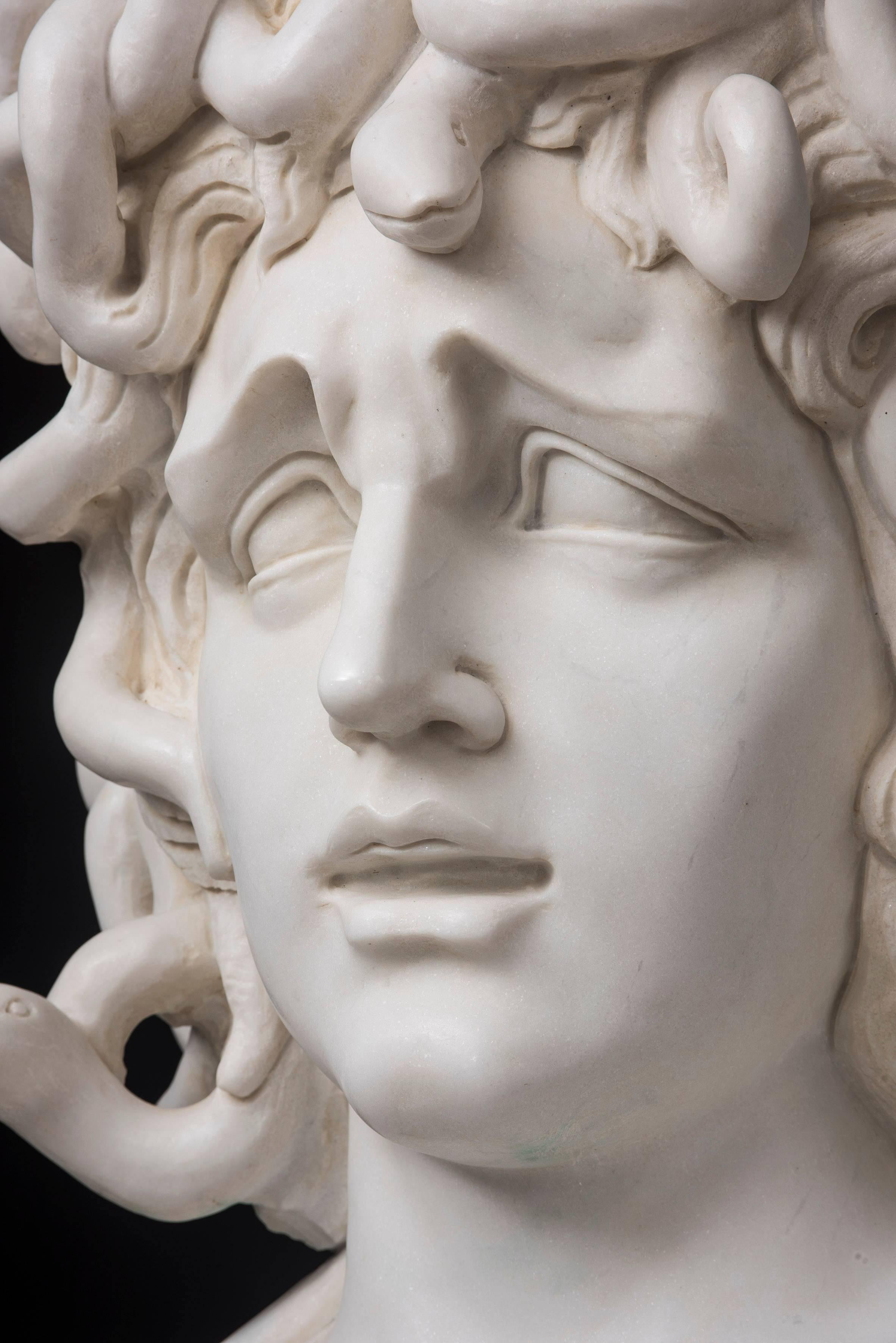Baroque 20th Century Sculpture in Marble Portrait of Medusa After the Antique