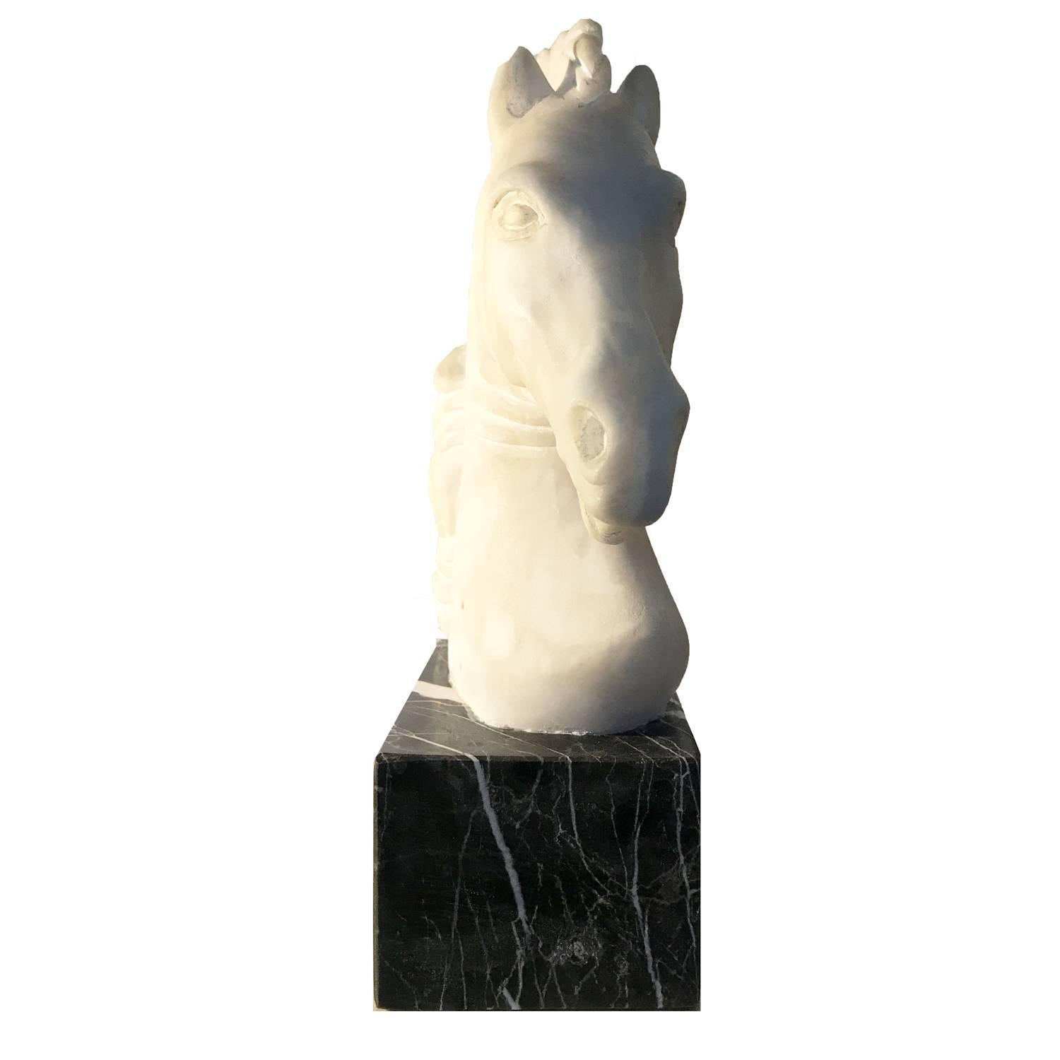 Italian Neoclassical Marble Horse Head For Sale
