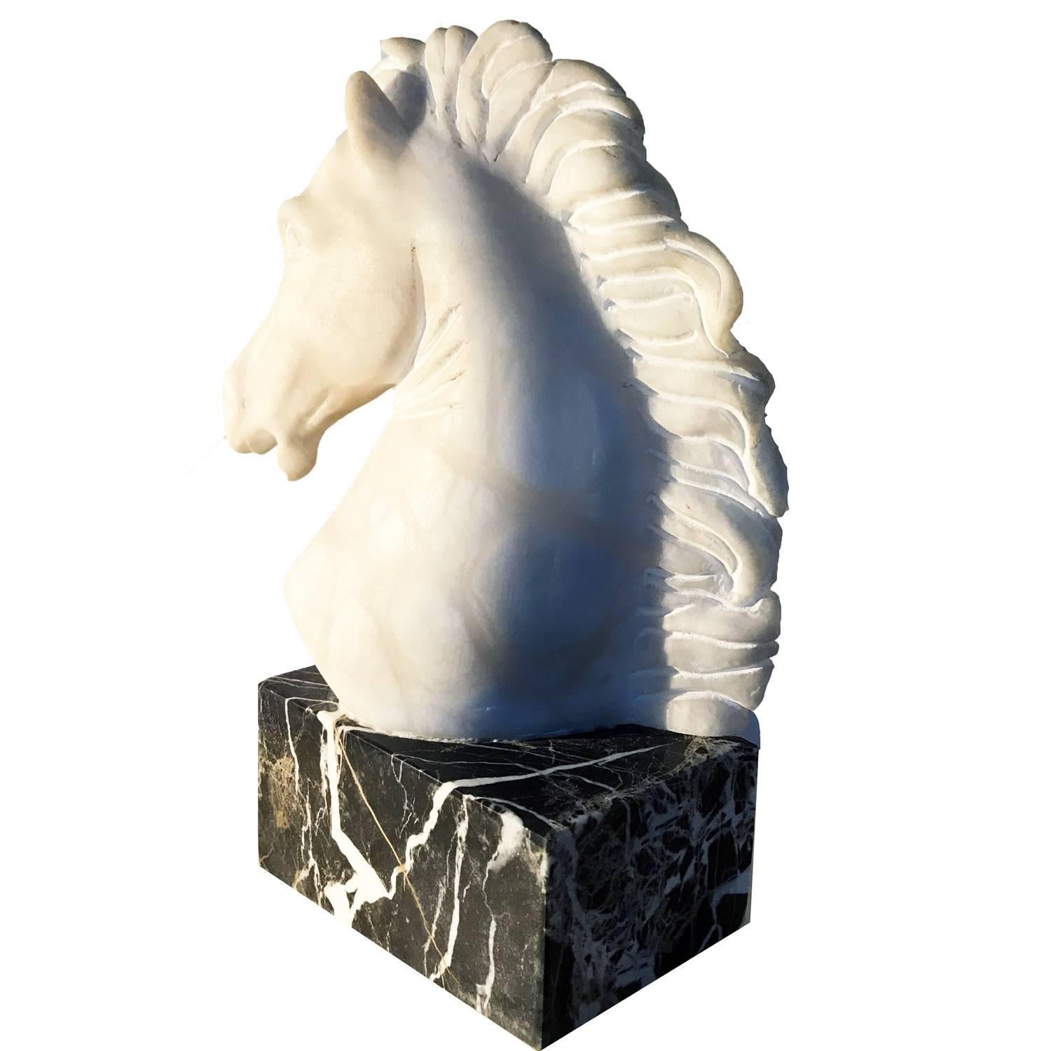Late 20th Century Neoclassical Marble Horse Head For Sale