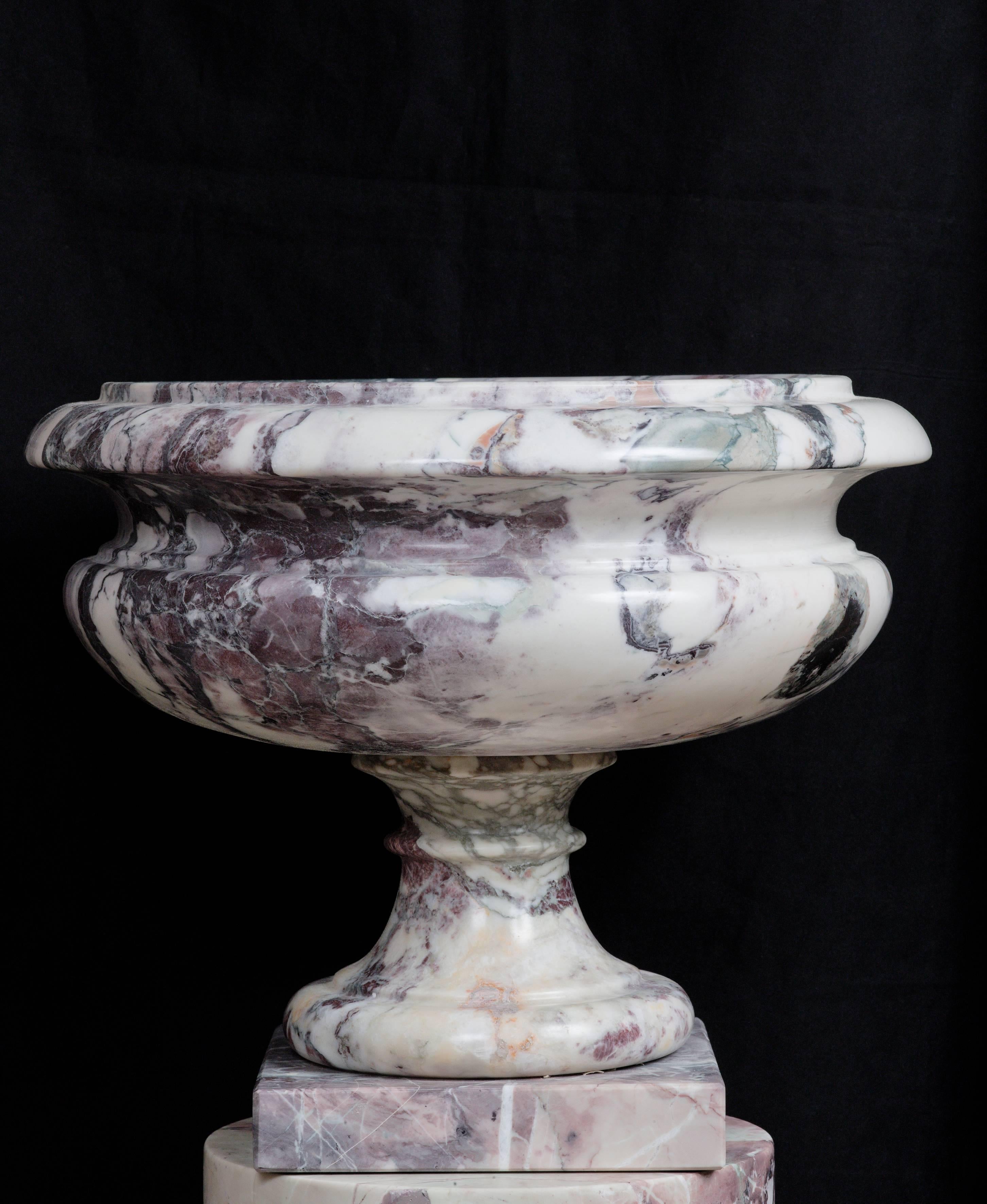 Carved Italian Marble Vase in Neoclassical Style