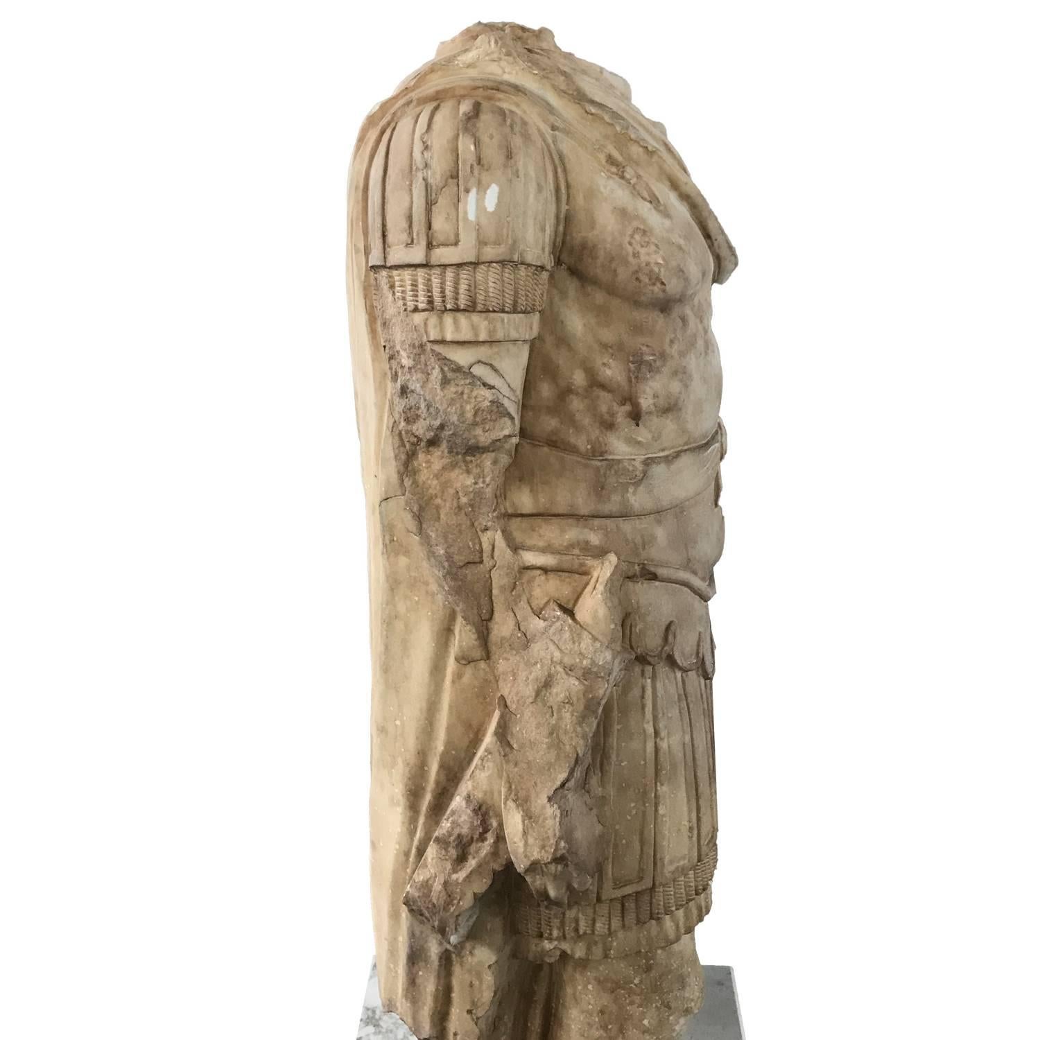 Classical Roman Italian Roman Marble Sculpture Torso of Emperor Hadrian For Sale