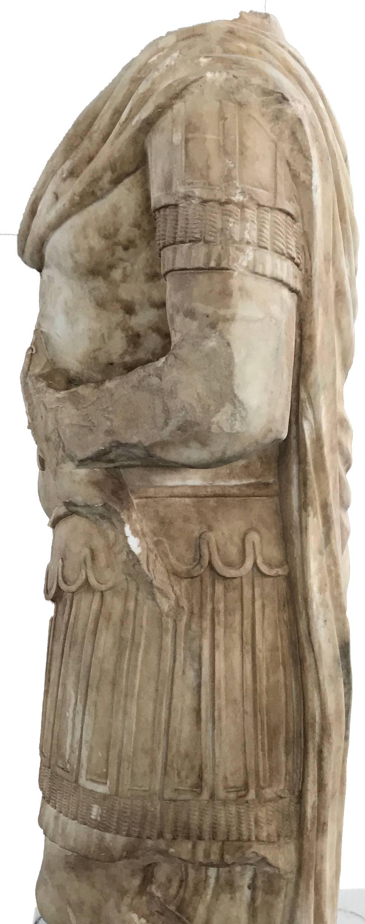 20th Century Italian Roman Marble Sculpture Torso of Emperor Hadrian For Sale