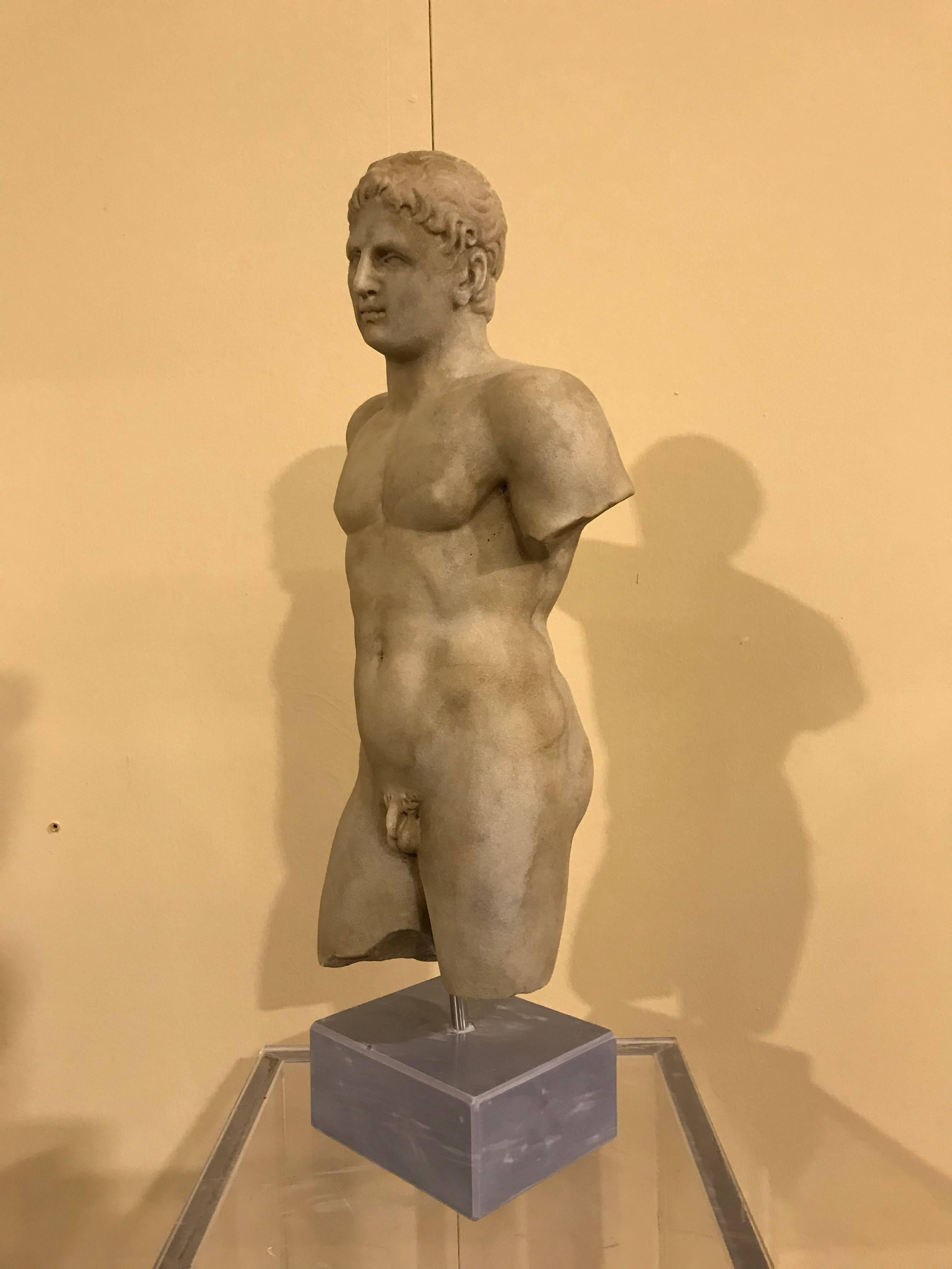 Classical Greek 19th Century Torso of Doryphoros in Marble Grand Tour Style
