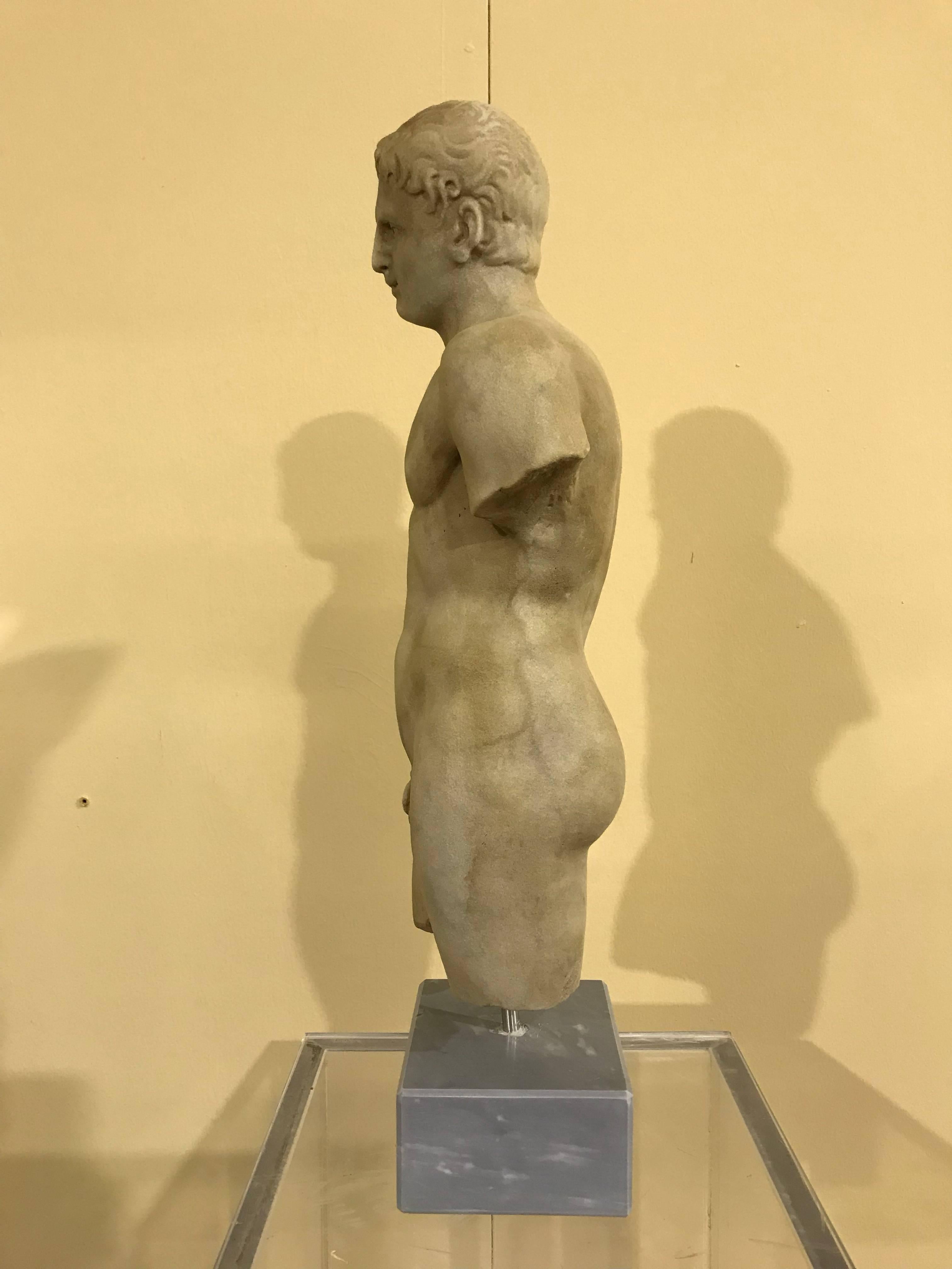 Italian 19th Century Torso of Doryphoros in Marble Grand Tour Style