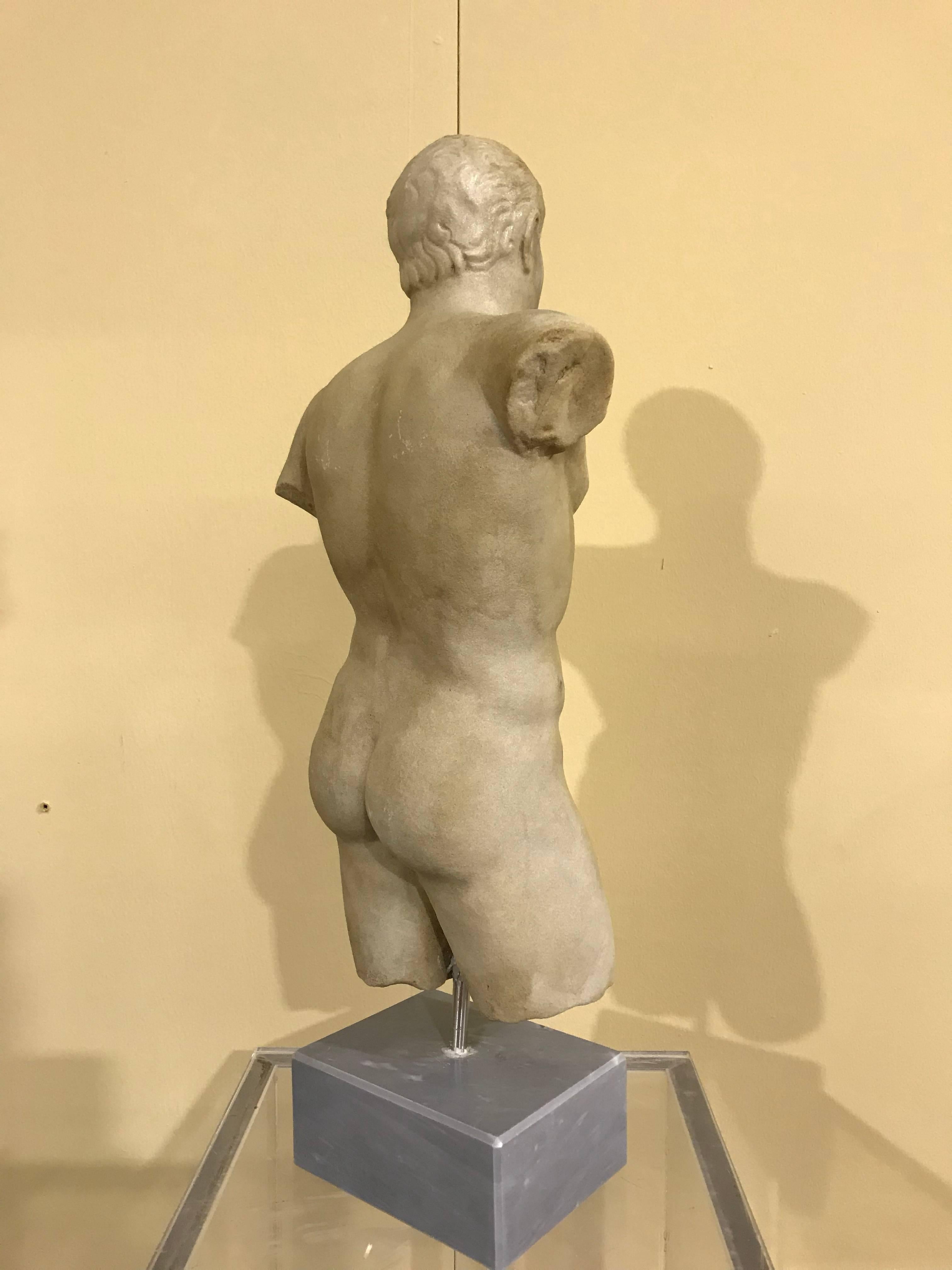 Statuary Marble 19th Century Torso of Doryphoros in Marble Grand Tour Style