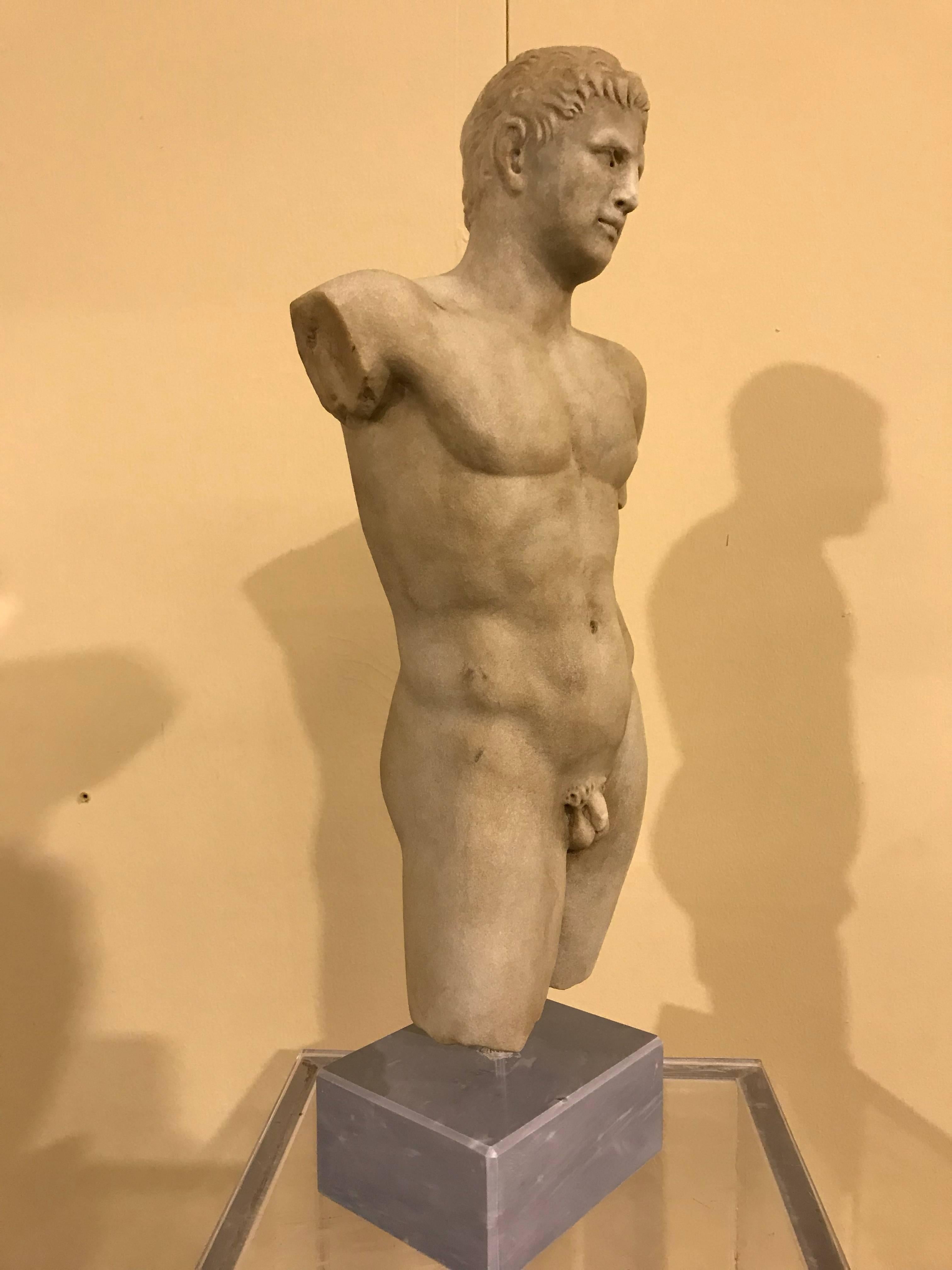 19th Century Torso of Doryphoros in Marble Grand Tour Style 2