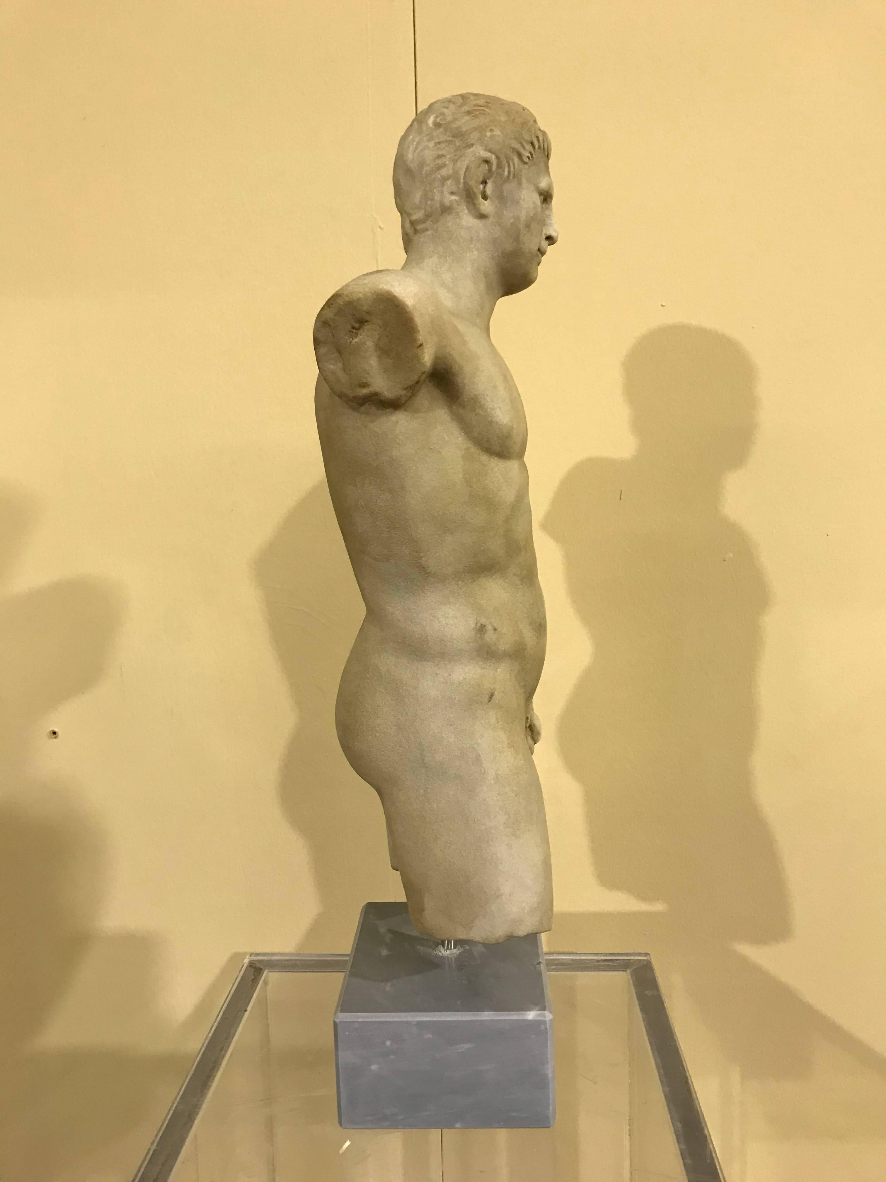 19th Century Torso of Doryphoros in Marble Grand Tour Style 1