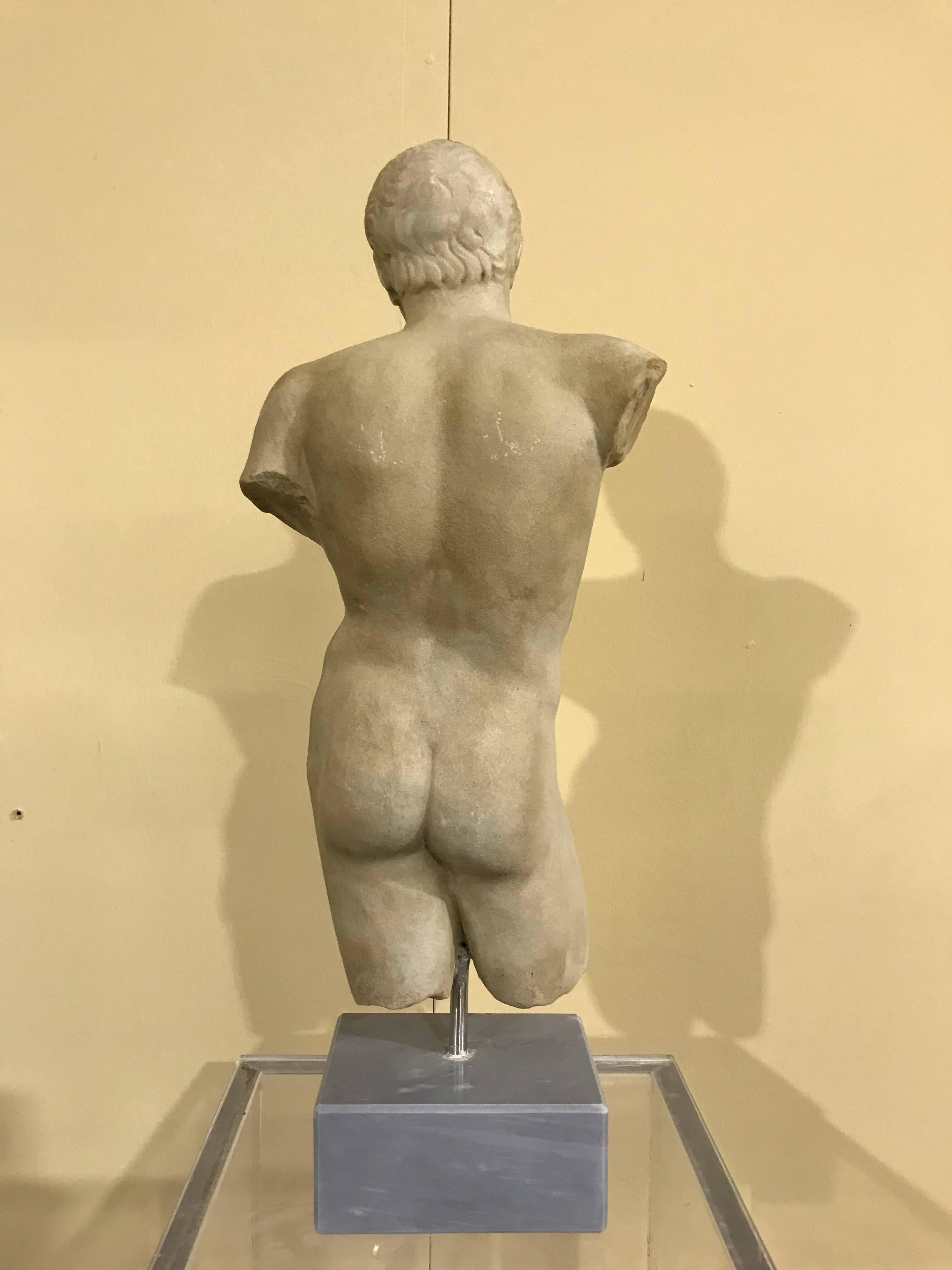 19th Century Torso of Doryphoros in Marble Grand Tour Style In Good Condition In Roma, IT